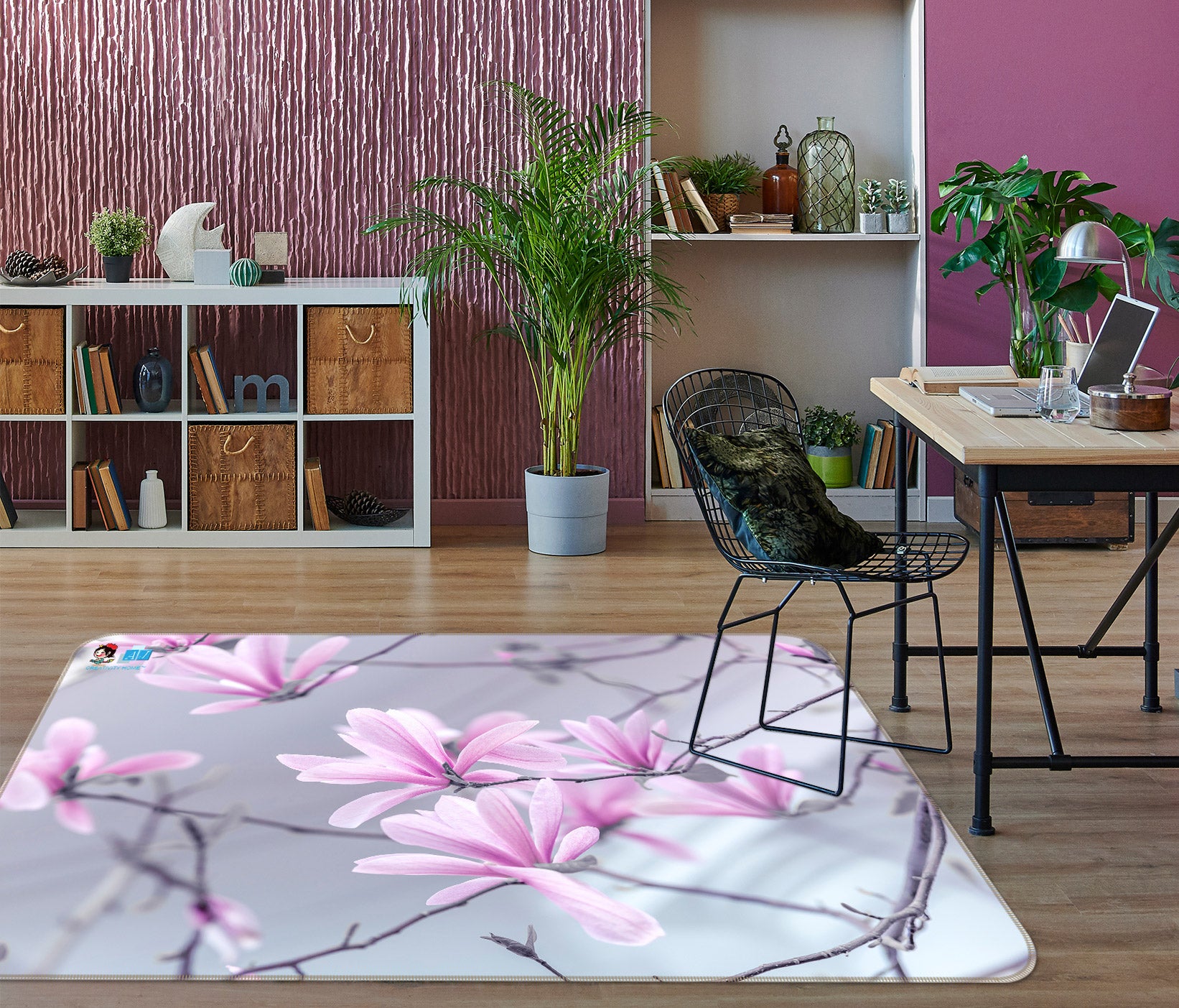 3D Pink Flower 6844 Assaf Frank Rug Non Slip Rug Mat