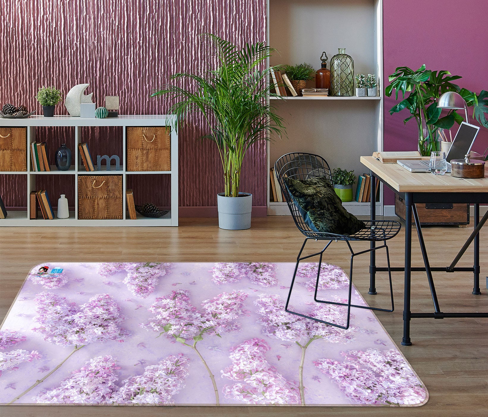 3D Pink Hyacinth 6845 Assaf Frank Rug Non Slip Rug Mat