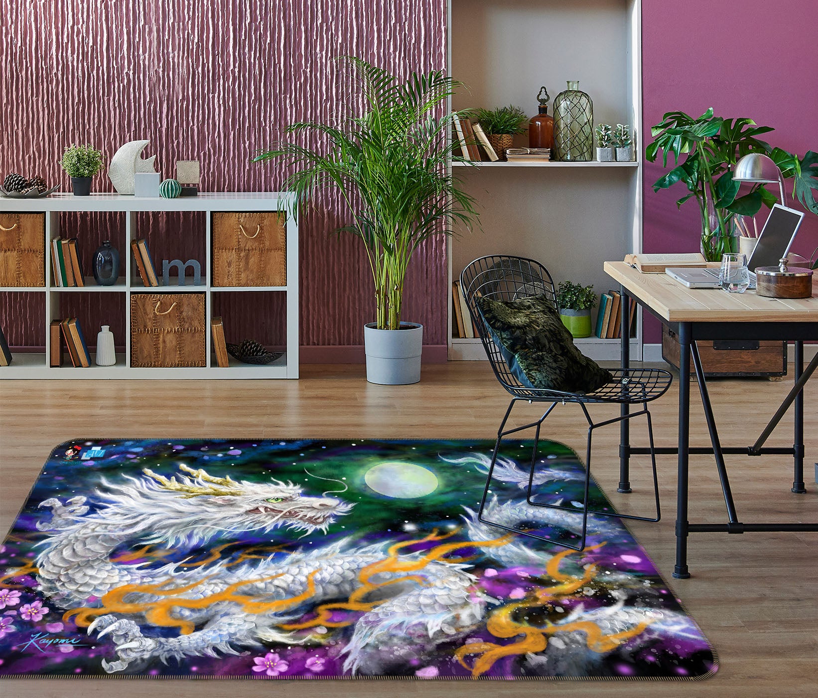 3D Dragon Moon 5649 Kayomi Harai Rug Non Slip Rug Mat