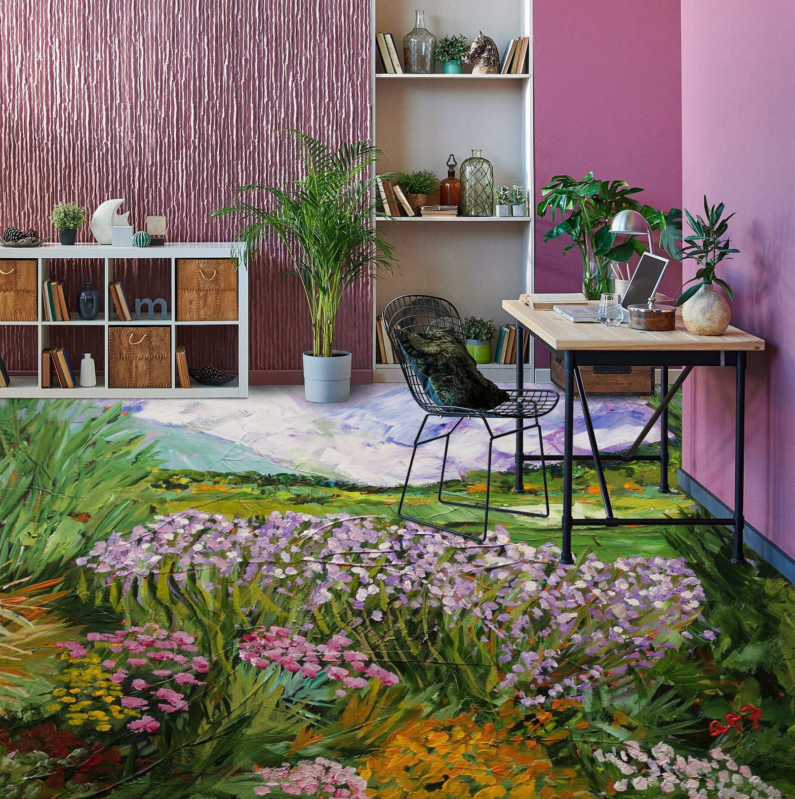 3D Purple Flowers 9674 Allan P. Friedlander Floor Mural