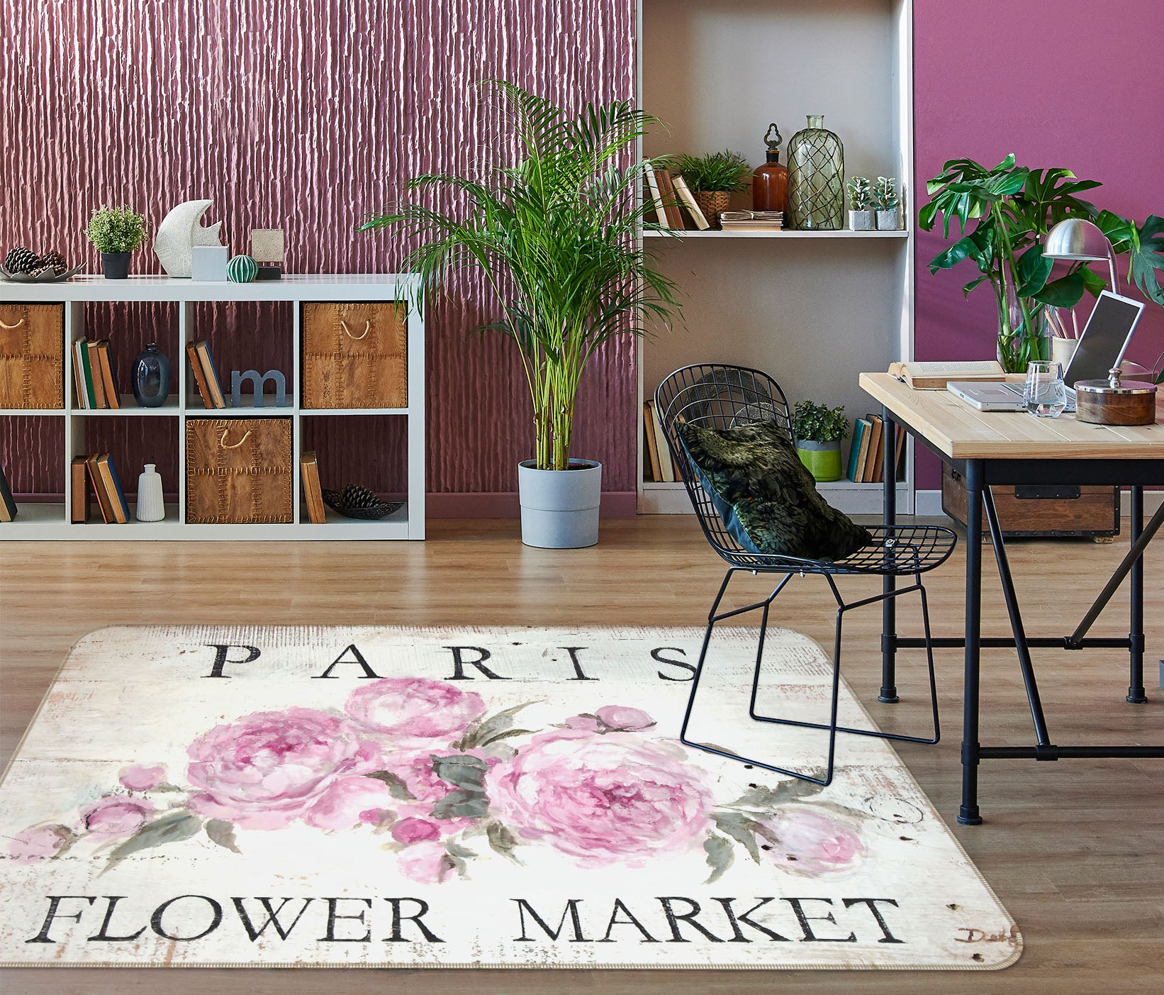 3D Paris Flower Market 1154 Debi Coules Rug Non Slip Rug Mat