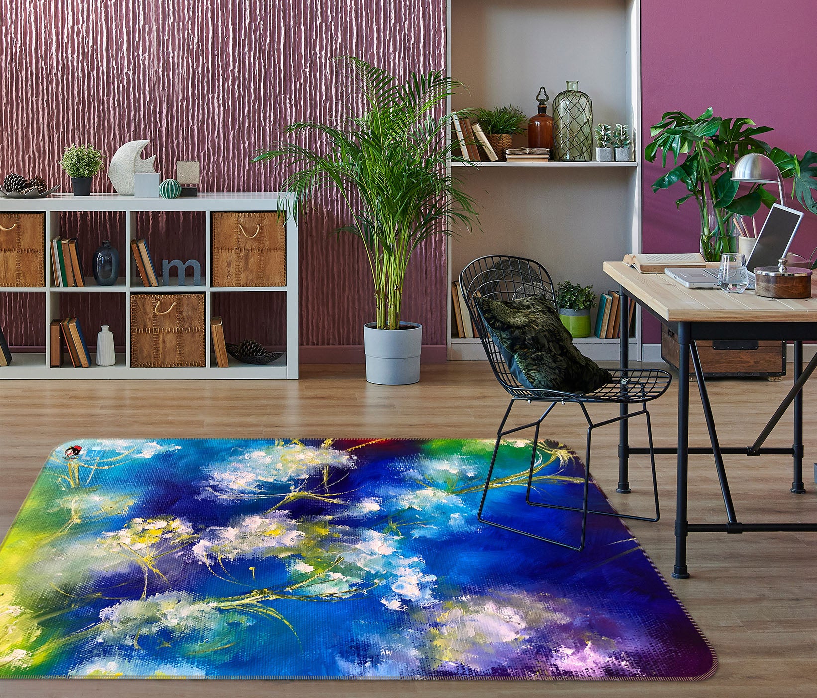 3D Watercolor Flowers 1250 Skromova Marina Rug Non Slip Rug Mat