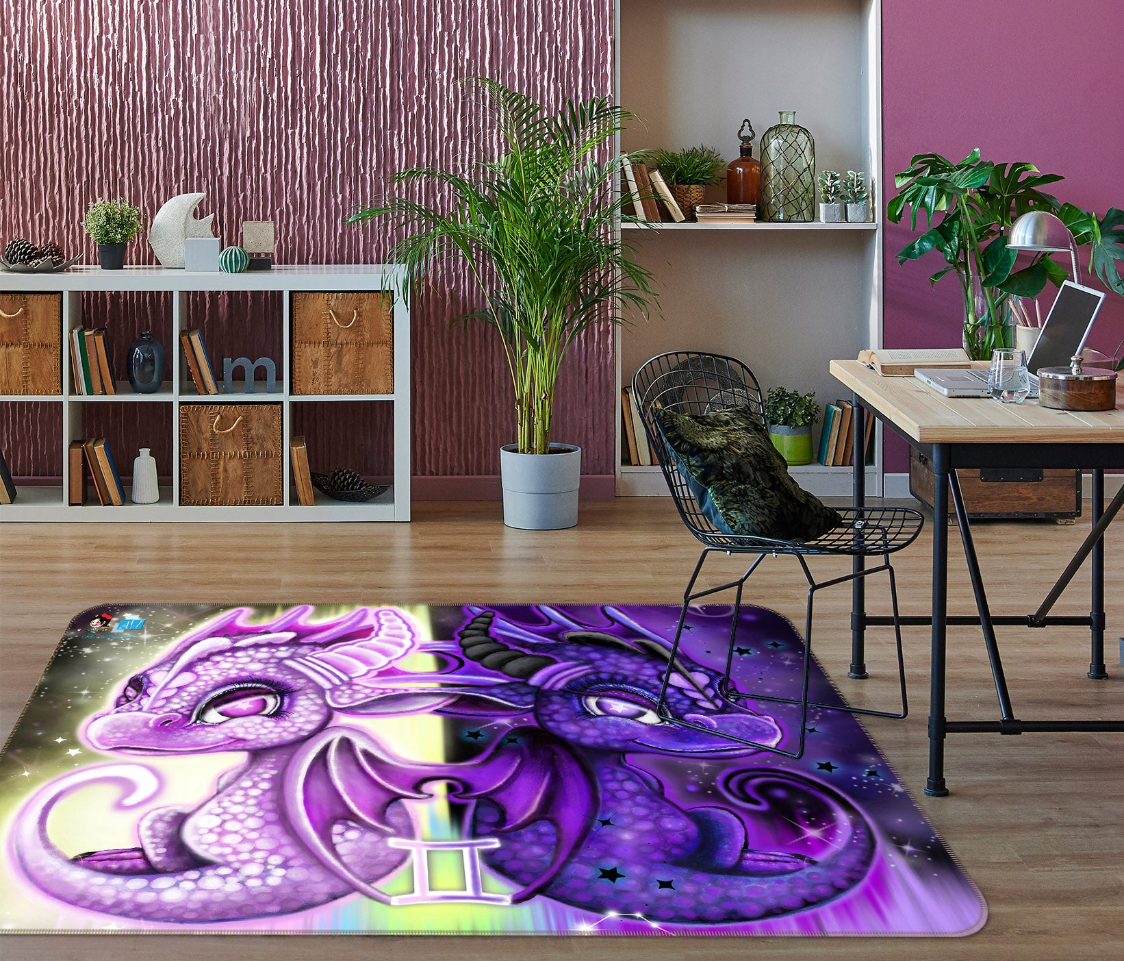 3D Pink Purple Dragon 8509 Sheena Pike Rug Non Slip Rug Mat