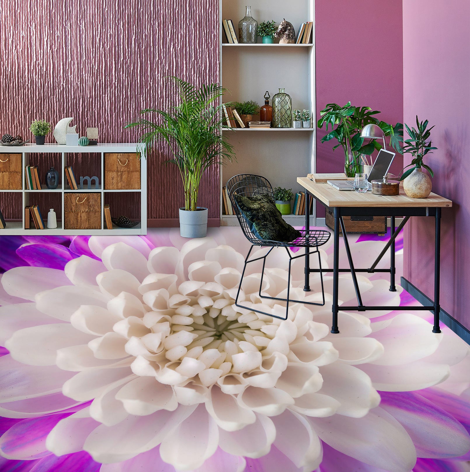 3D White Chrysanthemum 9865 Assaf Frank Floor Mural