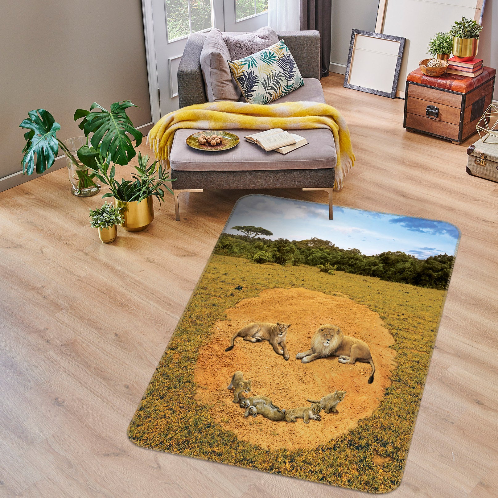 3D Grass Lion 84191 Vincent Hie Rug Non Slip Rug Mat