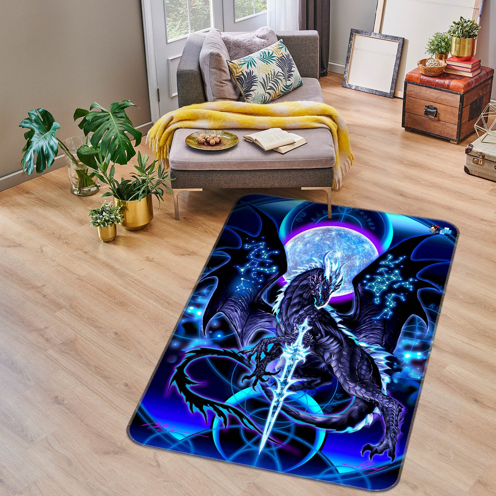 3D Planet Dragon 8233 Ruth Thompson Rug Non Slip Rug Mat