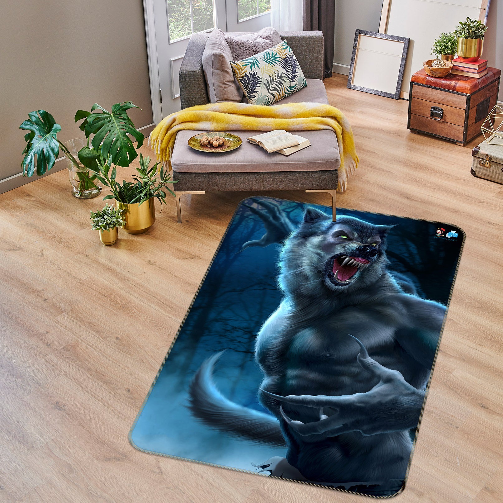 3D Werewolf 4125 Tom Wood Rug Non Slip Rug Mat