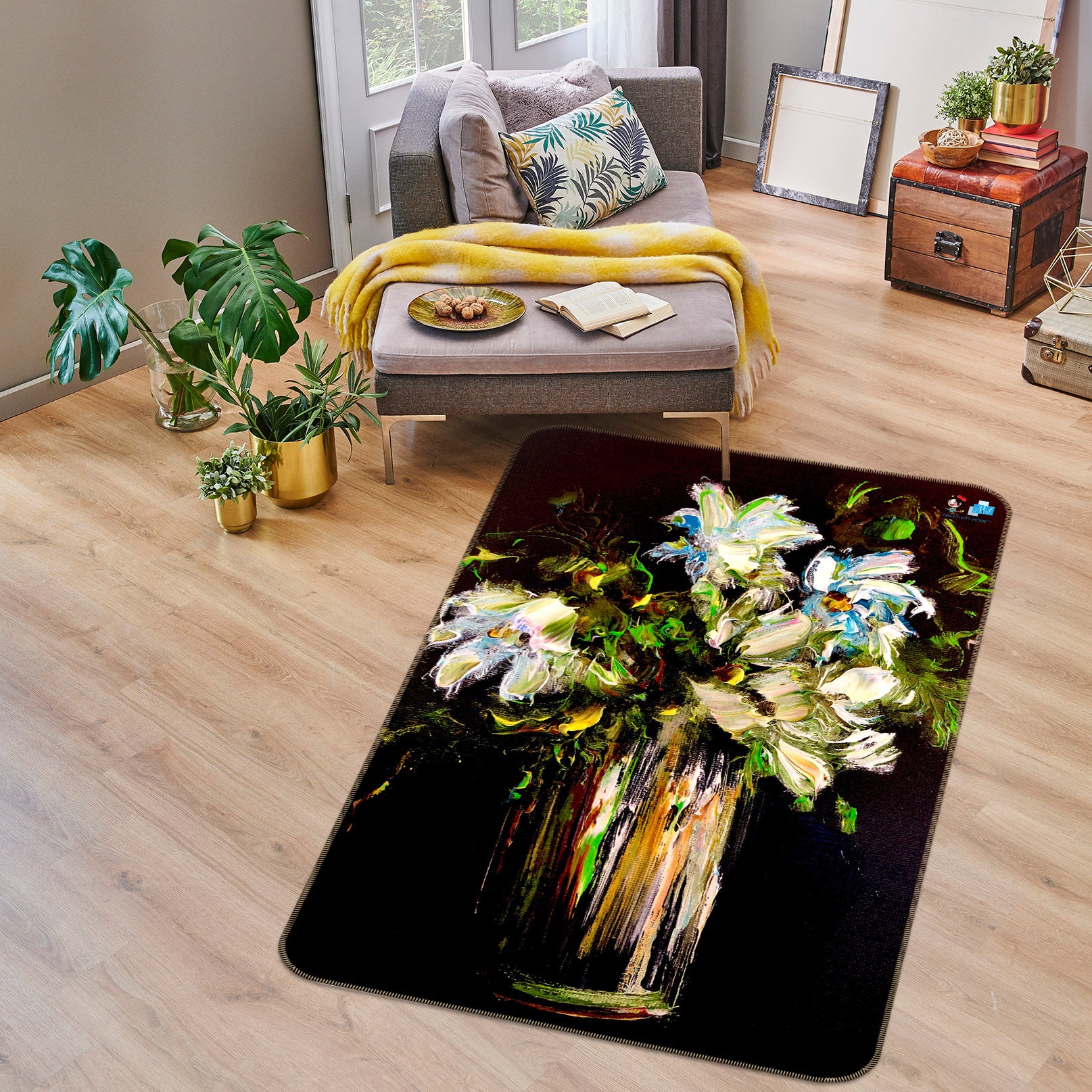 3D Painted Bouquet 1292 Skromova Marina Rug Non Slip Rug Mat