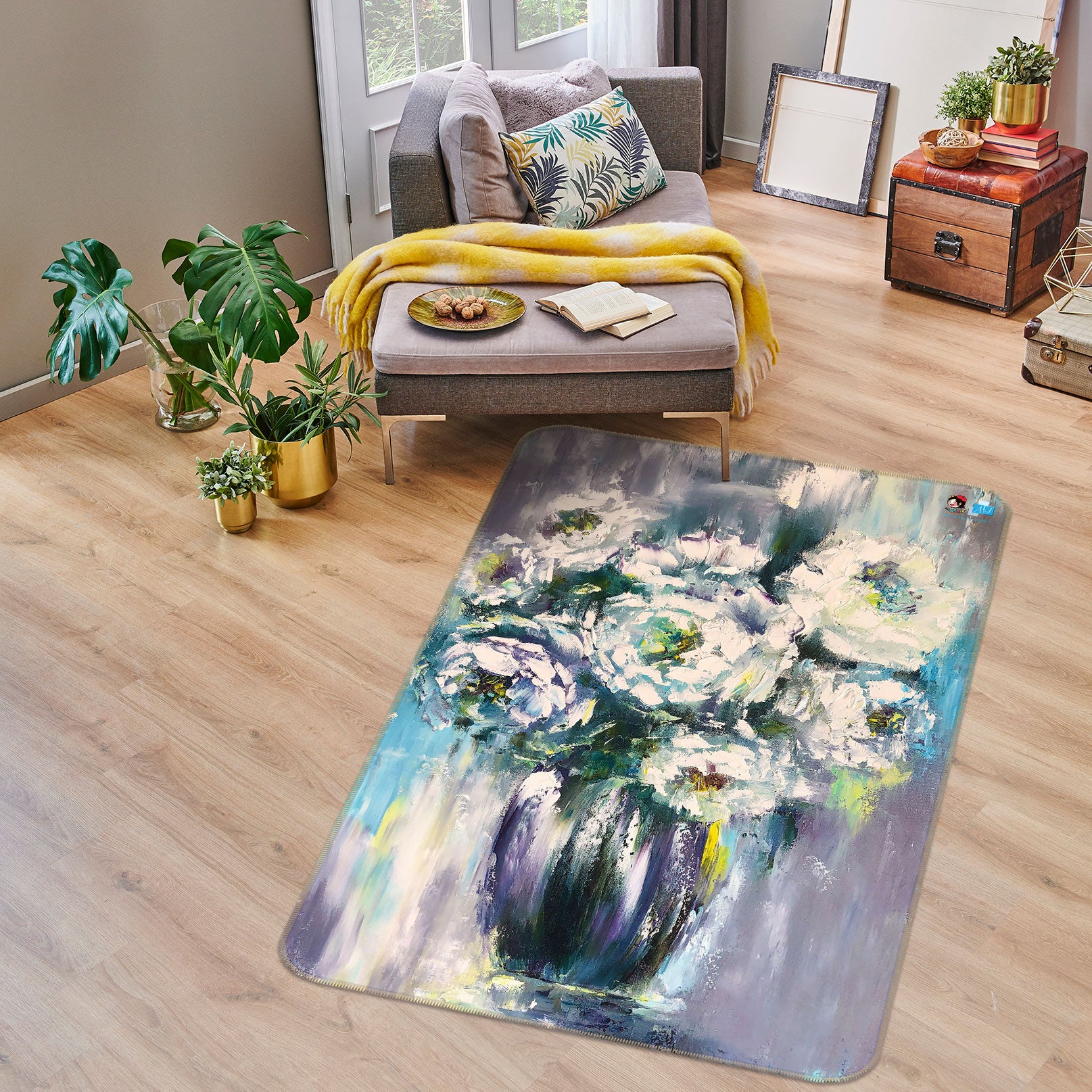 3D Vase Oil Painting 1185 Skromova Marina Rug Non Slip Rug Mat