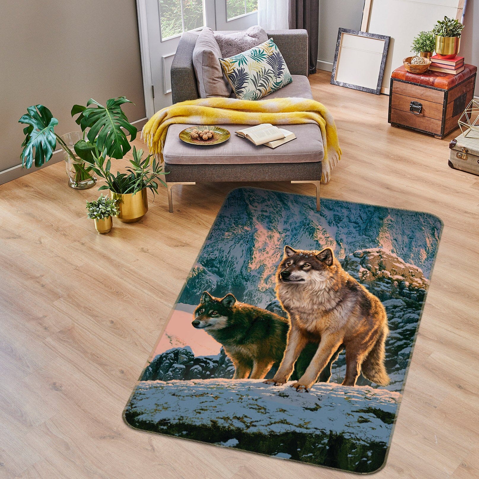 3D Wolf Couple 1088 Vincent Hie Rug Non Slip Rug Mat Mat AJ Creativity Home 