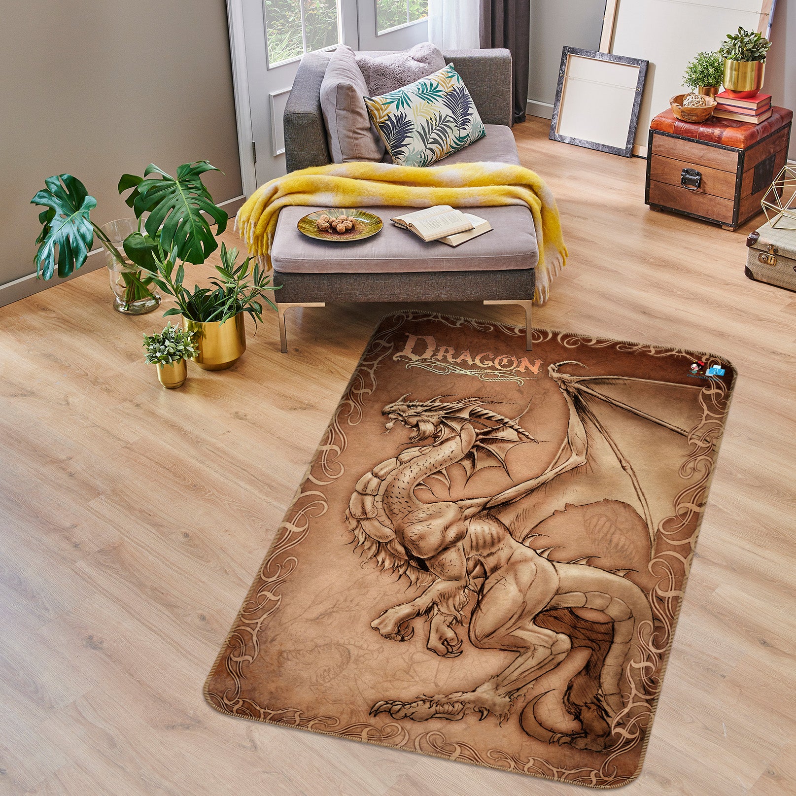 3D Dragon 4137 Tom Wood Rug Non Slip Rug Mat