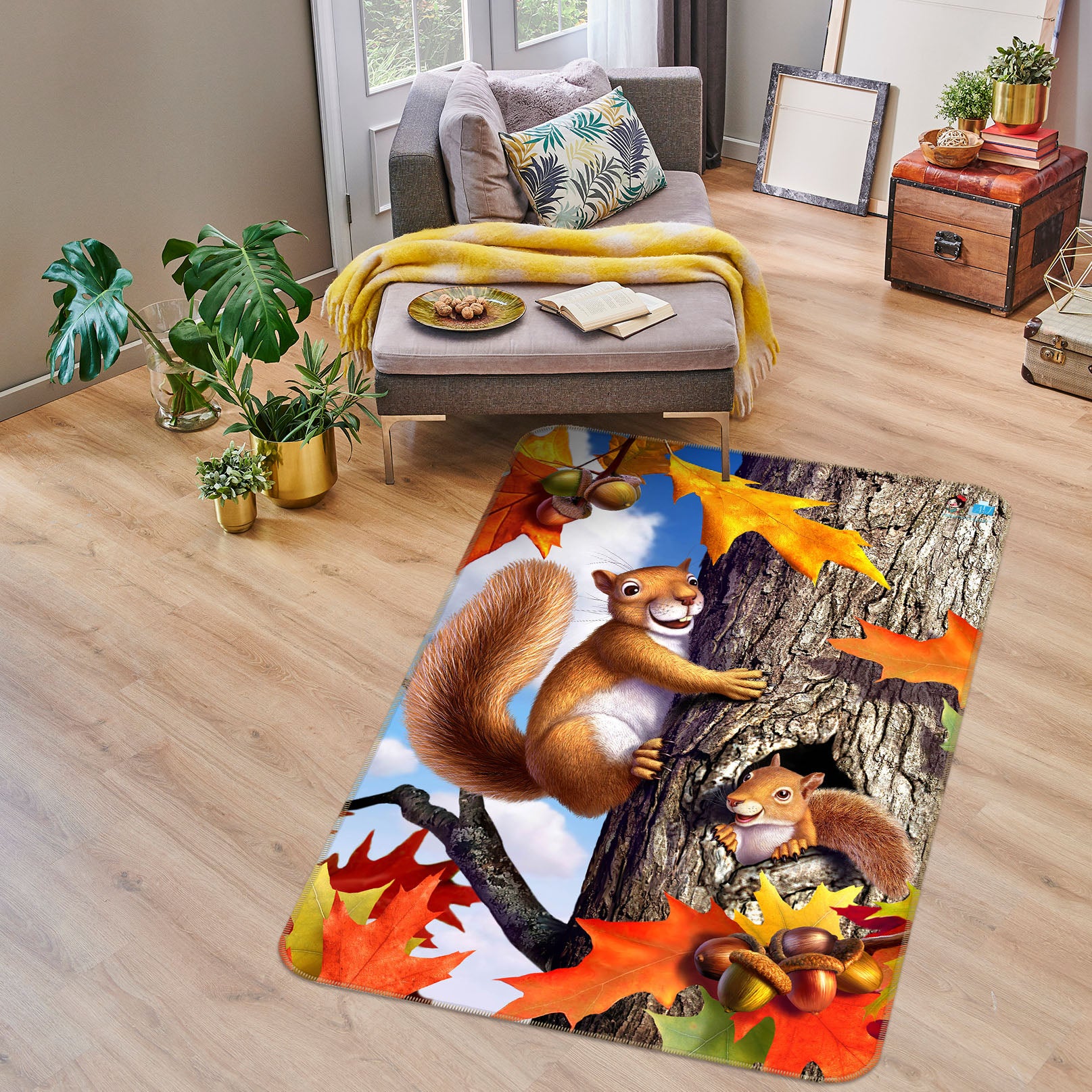 3D Squirrels 85088 Jerry LoFaro Rug Non Slip Rug Mat