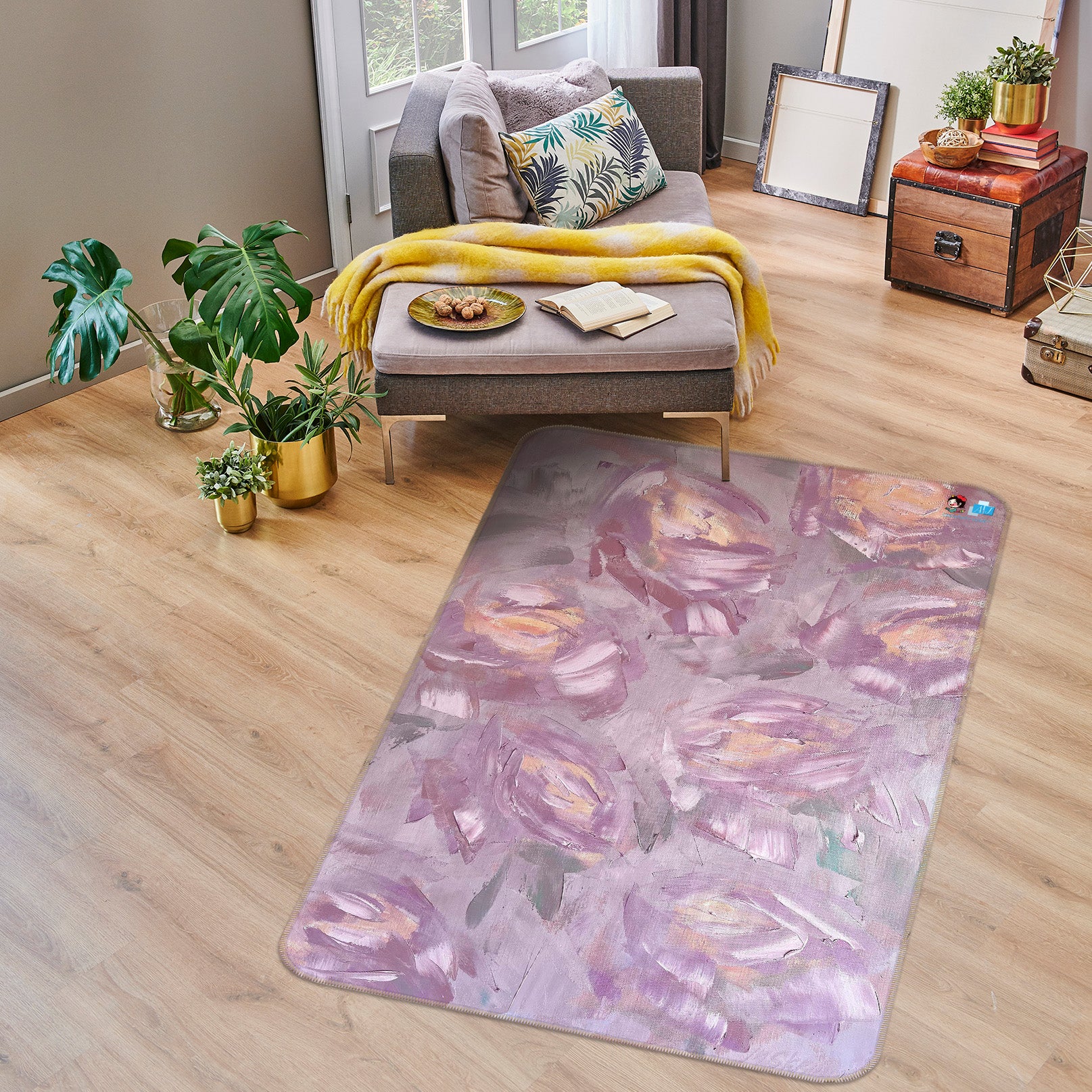 3D Purple Rose 3851 Skromova Marina Rug Non Slip Rug Mat