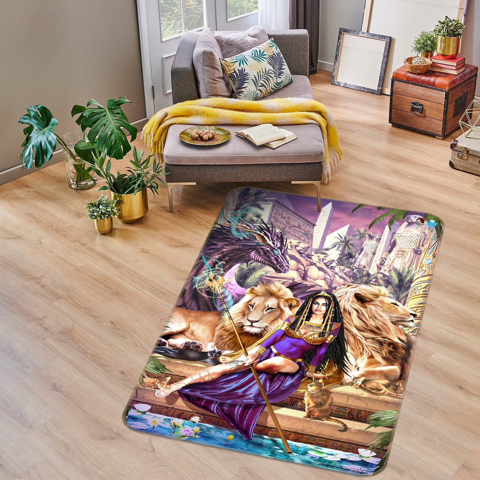 3D Lion Queen 8246 Ruth Thompson Rug Non Slip Rug Mat