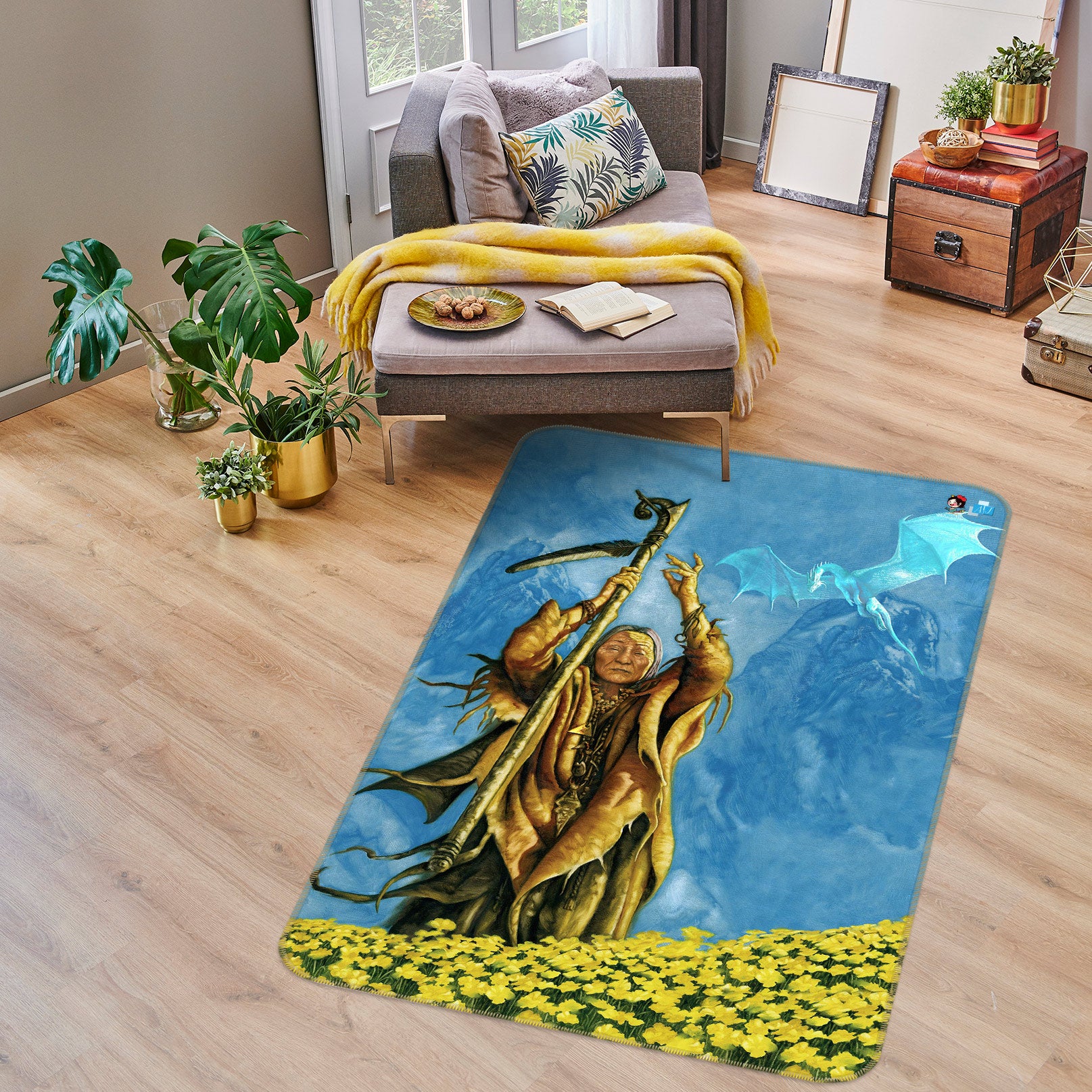 3D Fower Bush Scepter Elder 6029 Ciruelo Rug Non Slip Rug Mat