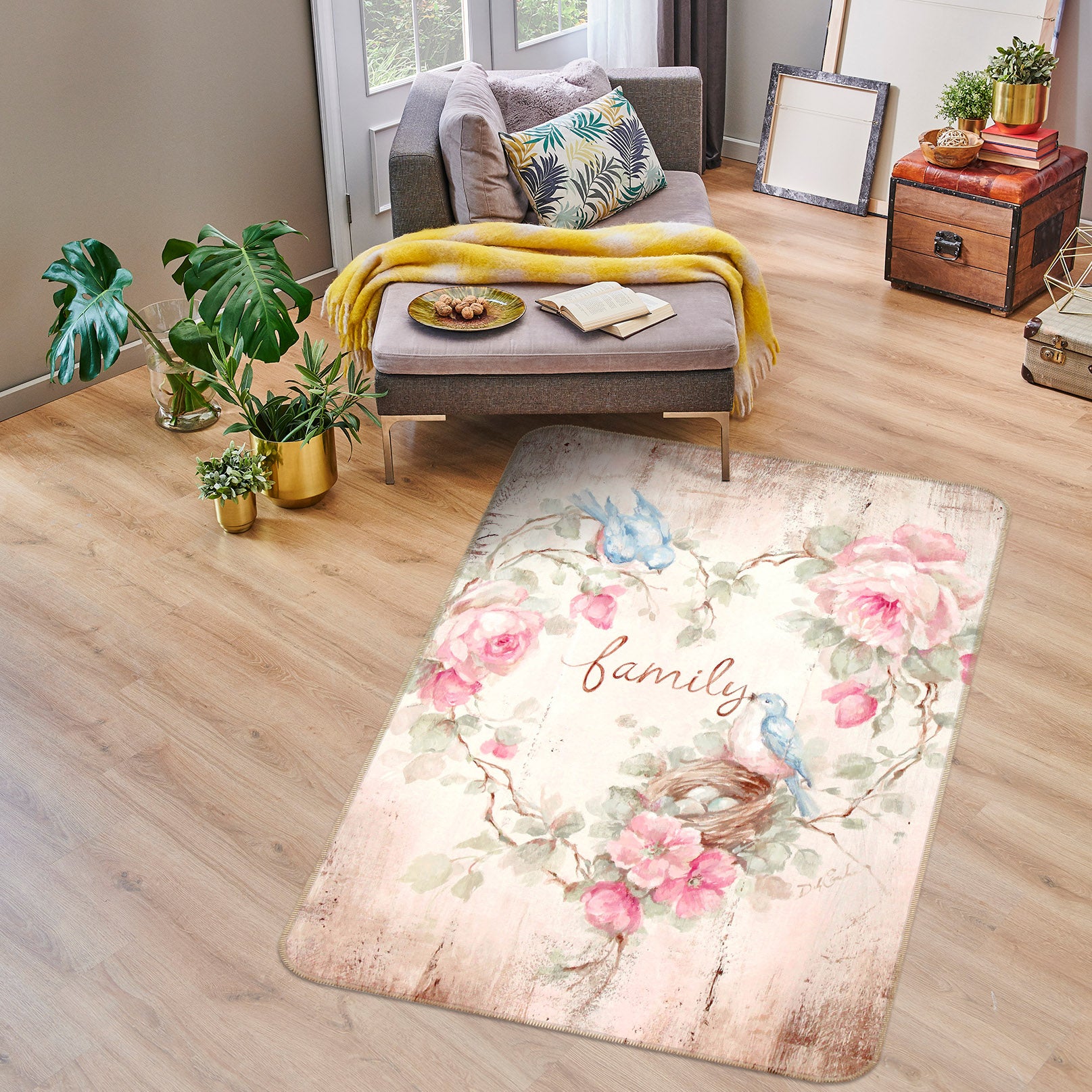 3D Rose Flower 1164 Debi Coules Rug Non Slip Rug Mat