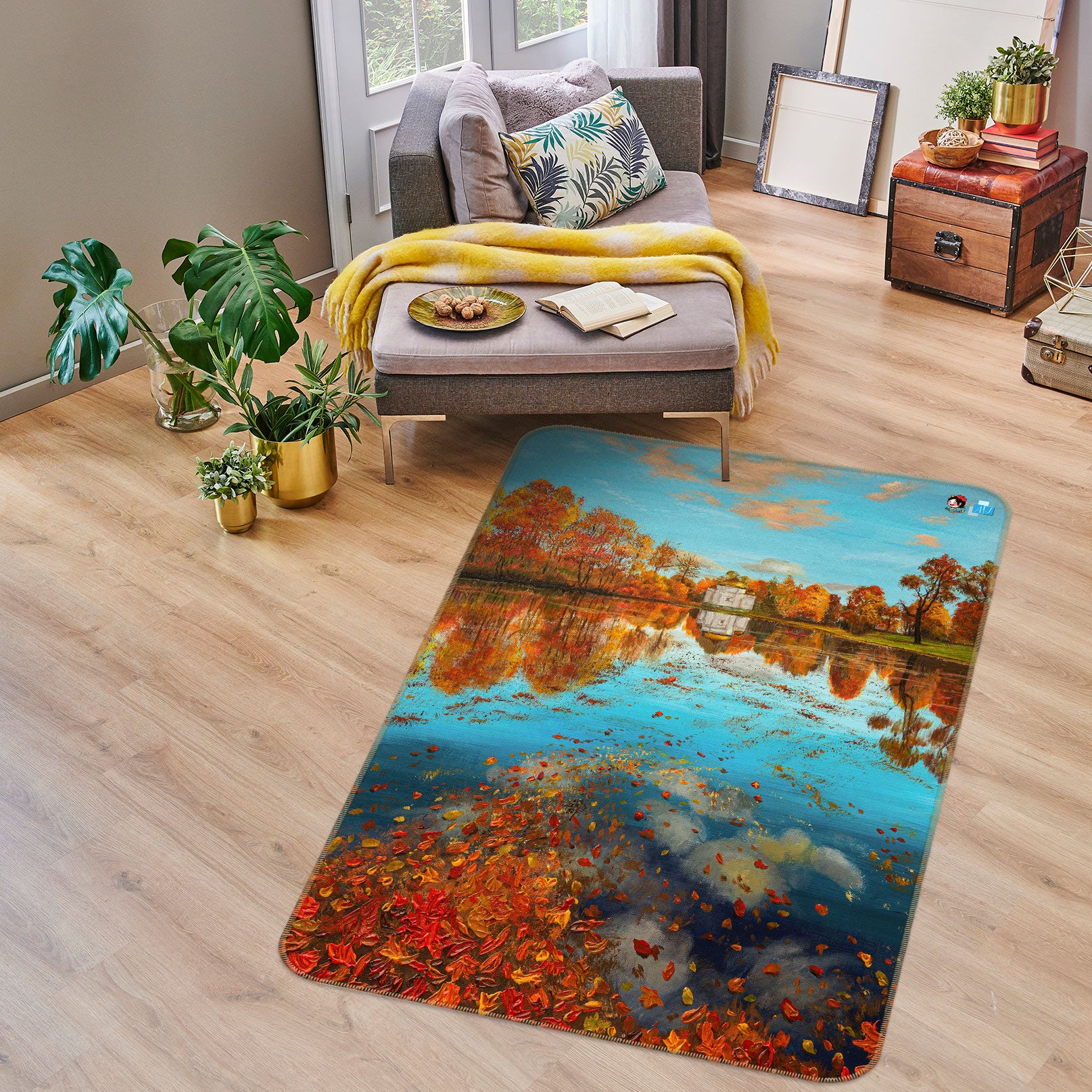 3D Lake Tree 1897 Marina Zotova Rug Non Slip Rug Mat