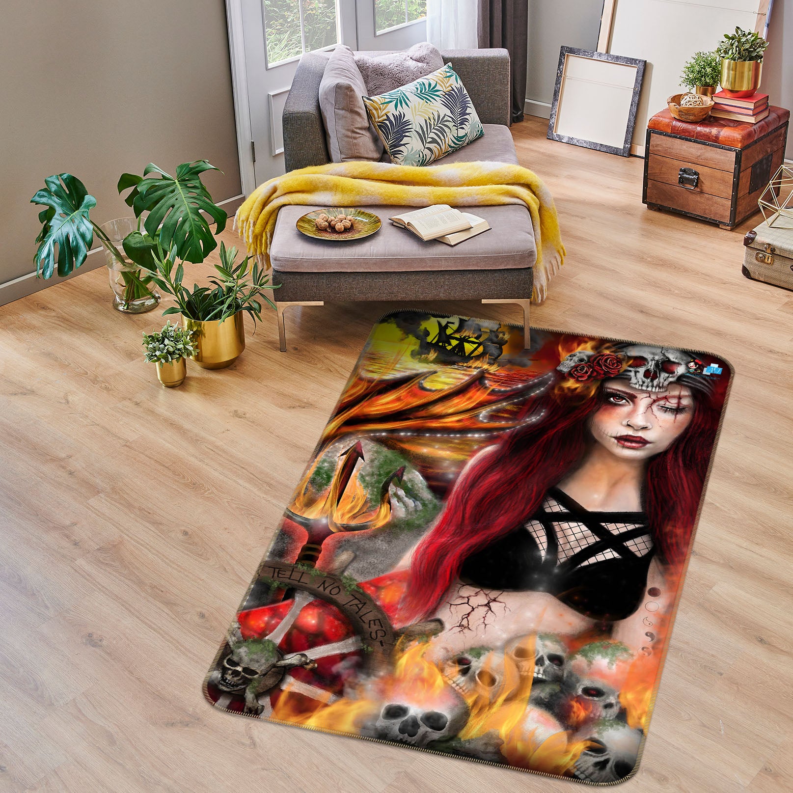 3D Woman Skeleton 8524 Sheena Pike Rug Non Slip Rug Mat