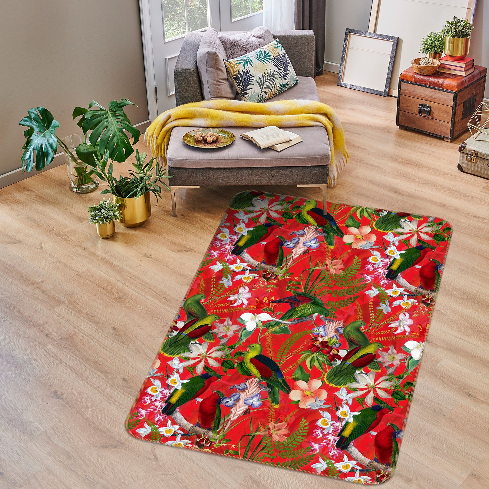 3D Beautiful Red Flower 183 Uta Naumann Rug Non Slip Rug Mat