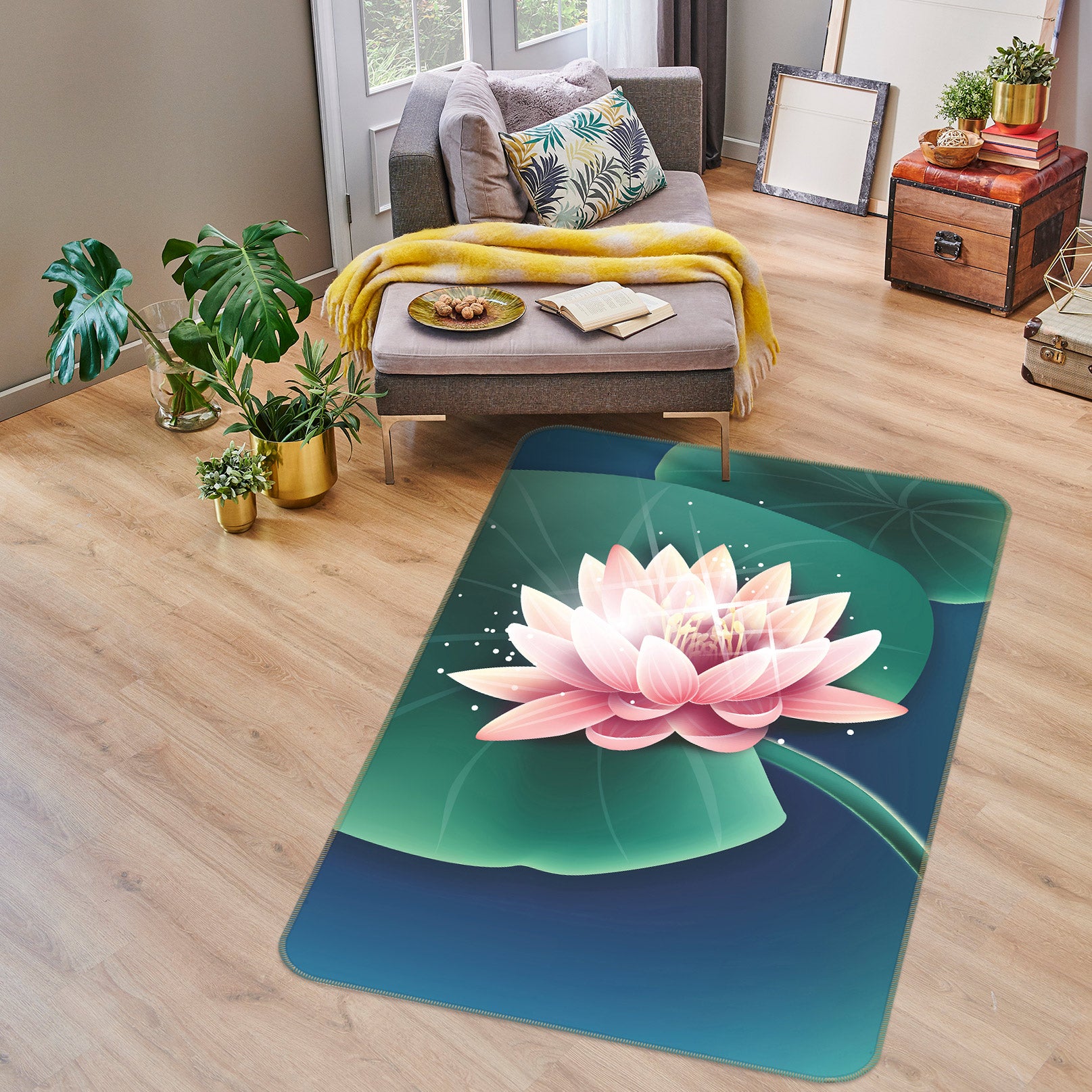 3D Lotus 76189 Non Slip Rug Mat