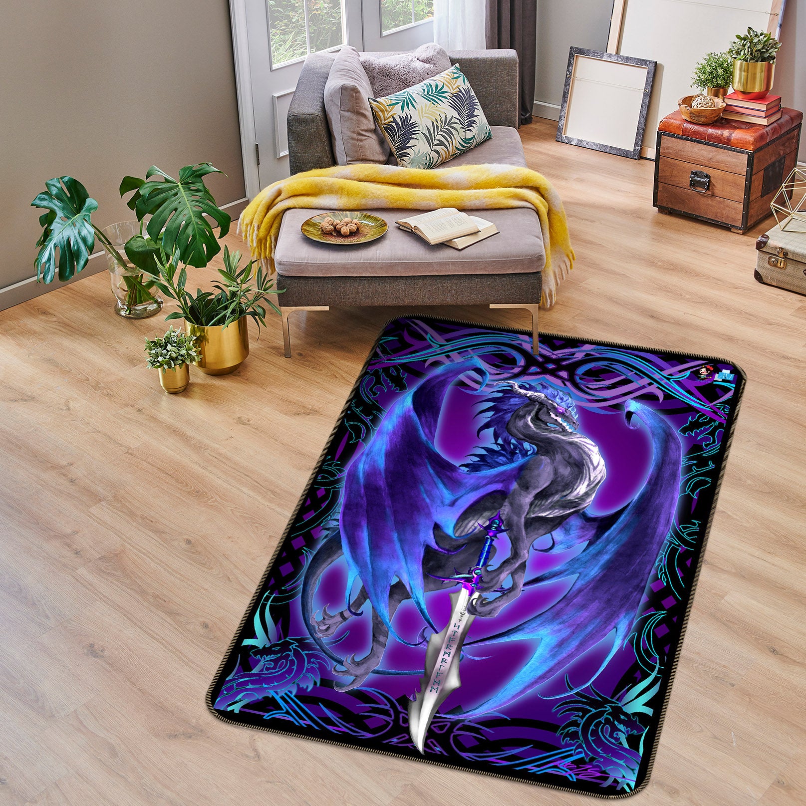 3D Purple Dragon 8242 Ruth Thompson Rug Non Slip Rug Mat