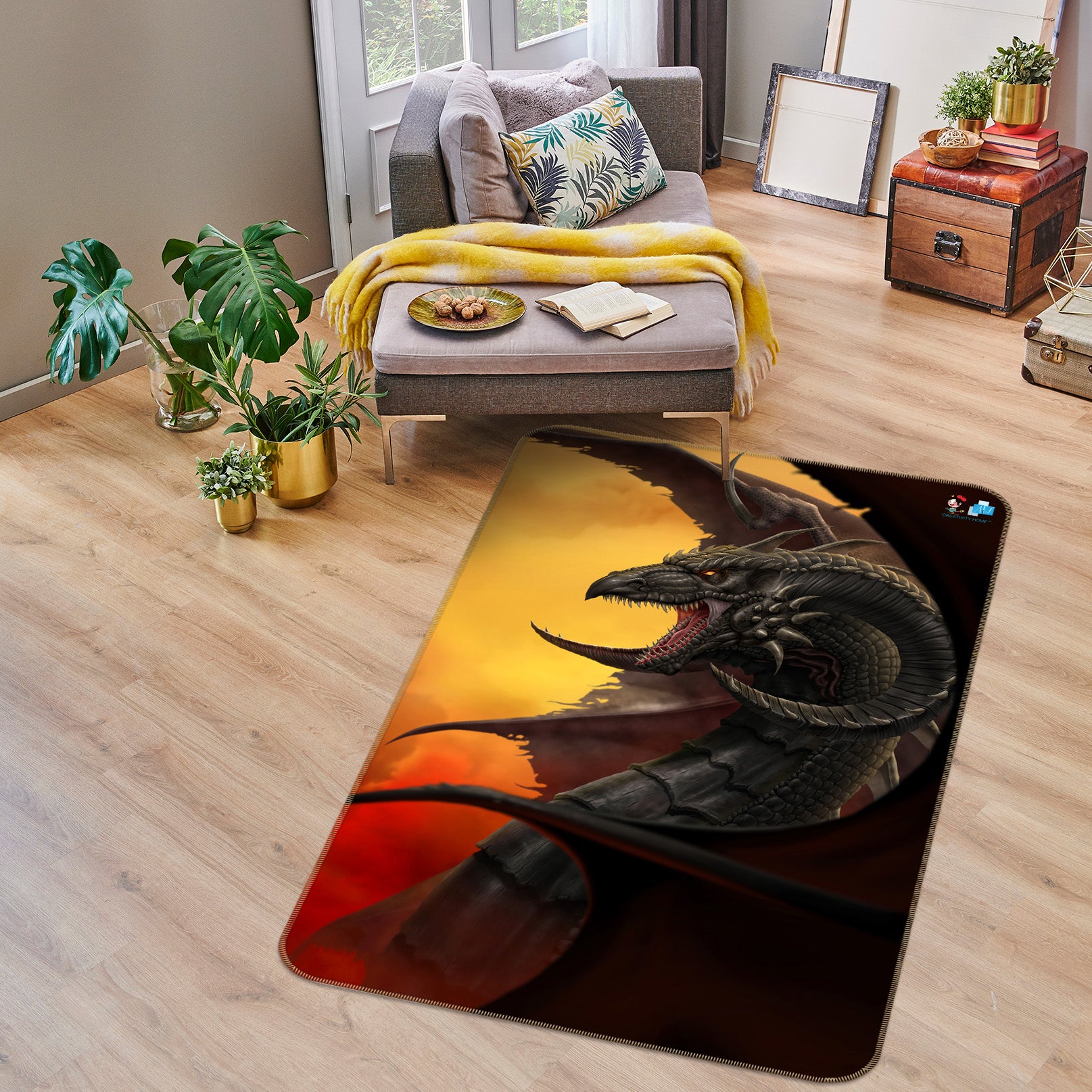 3D Dragon 4121 Tom Wood Rug Non Slip Rug Mat