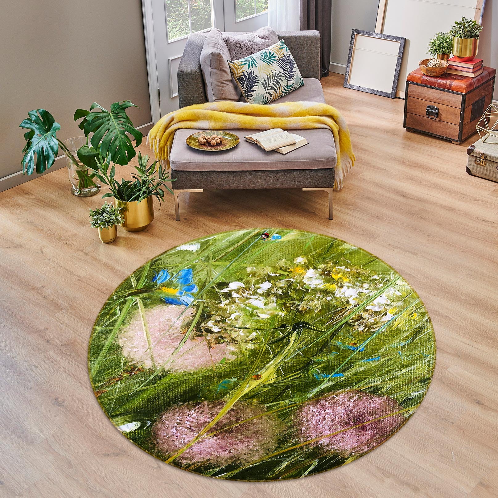 3D Green Grass 803 Skromova Marina Rug Round Non Slip Rug Mat