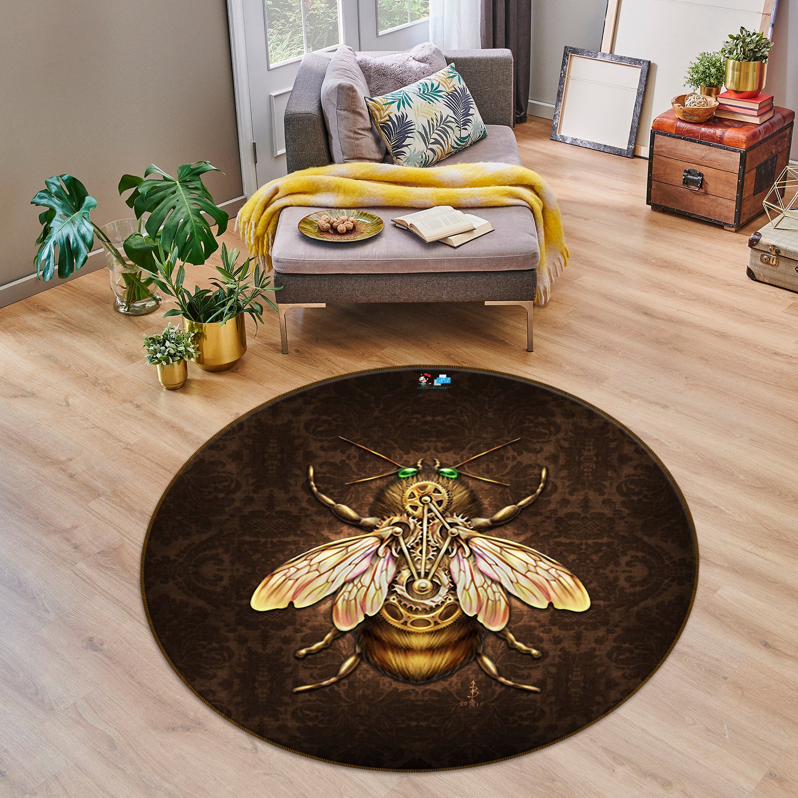 3D Spider Wings 8891 Brigid Ashwood Rug Round Non Slip Rug Mat