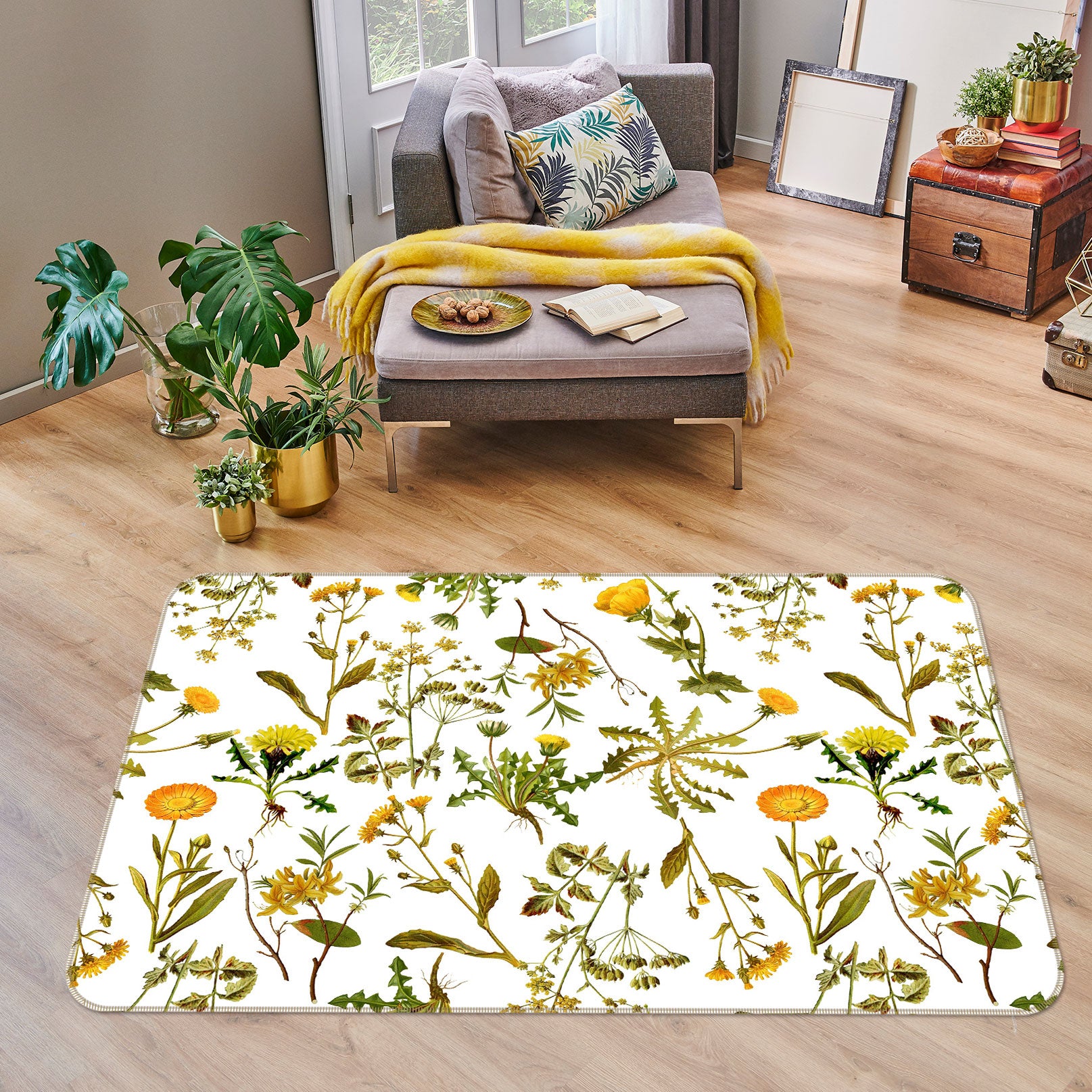 3D Bright Chrysanthemum 113 Uta Naumann Rug Non Slip Rug Mat