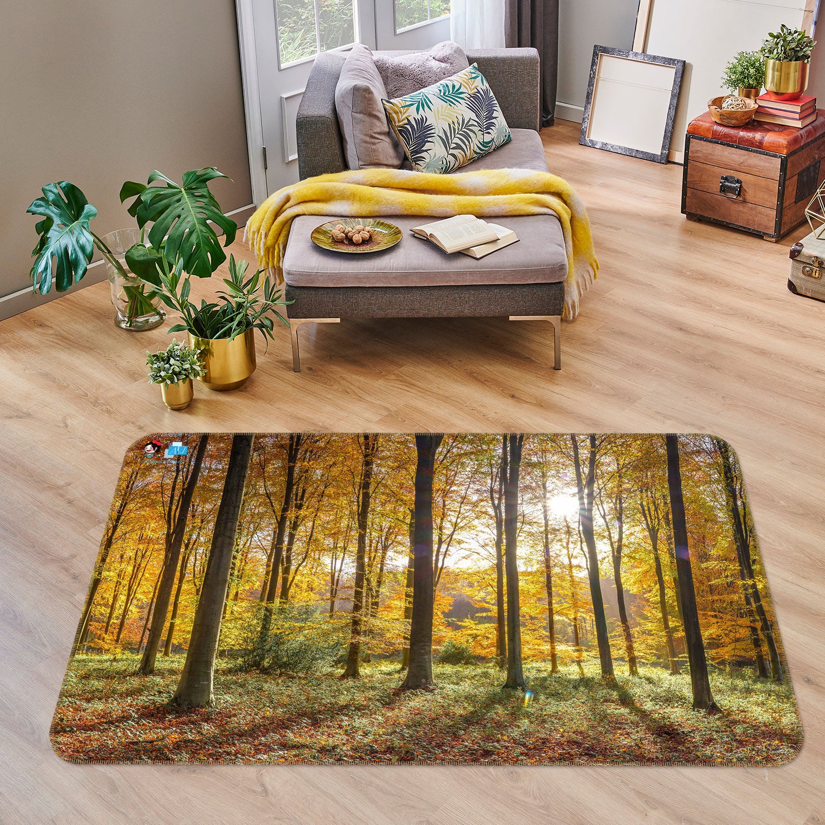 3D Autumn Forest 6876 Assaf Frank Rug Non Slip Rug Mat