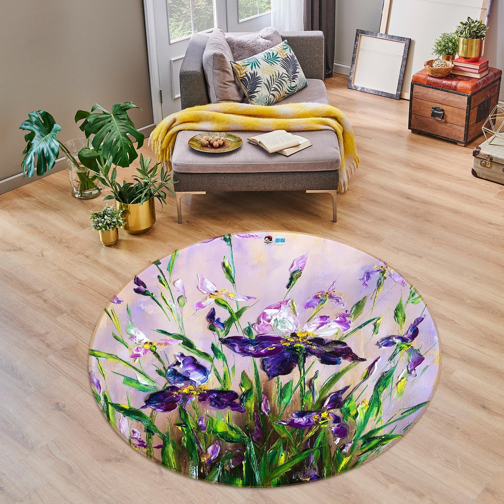 3D Flower Grass 763 Skromova Marina Rug Round Non Slip Rug Mat