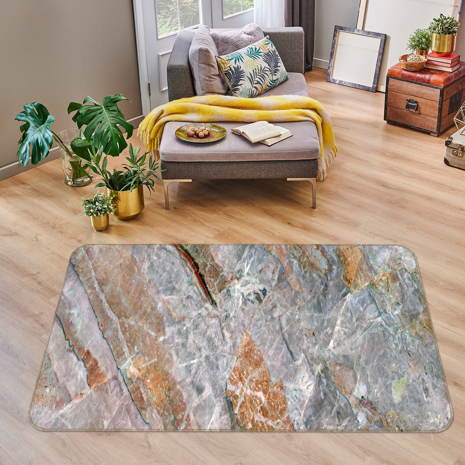 3D Marble Pattern 25242 Non Slip Rug Mat