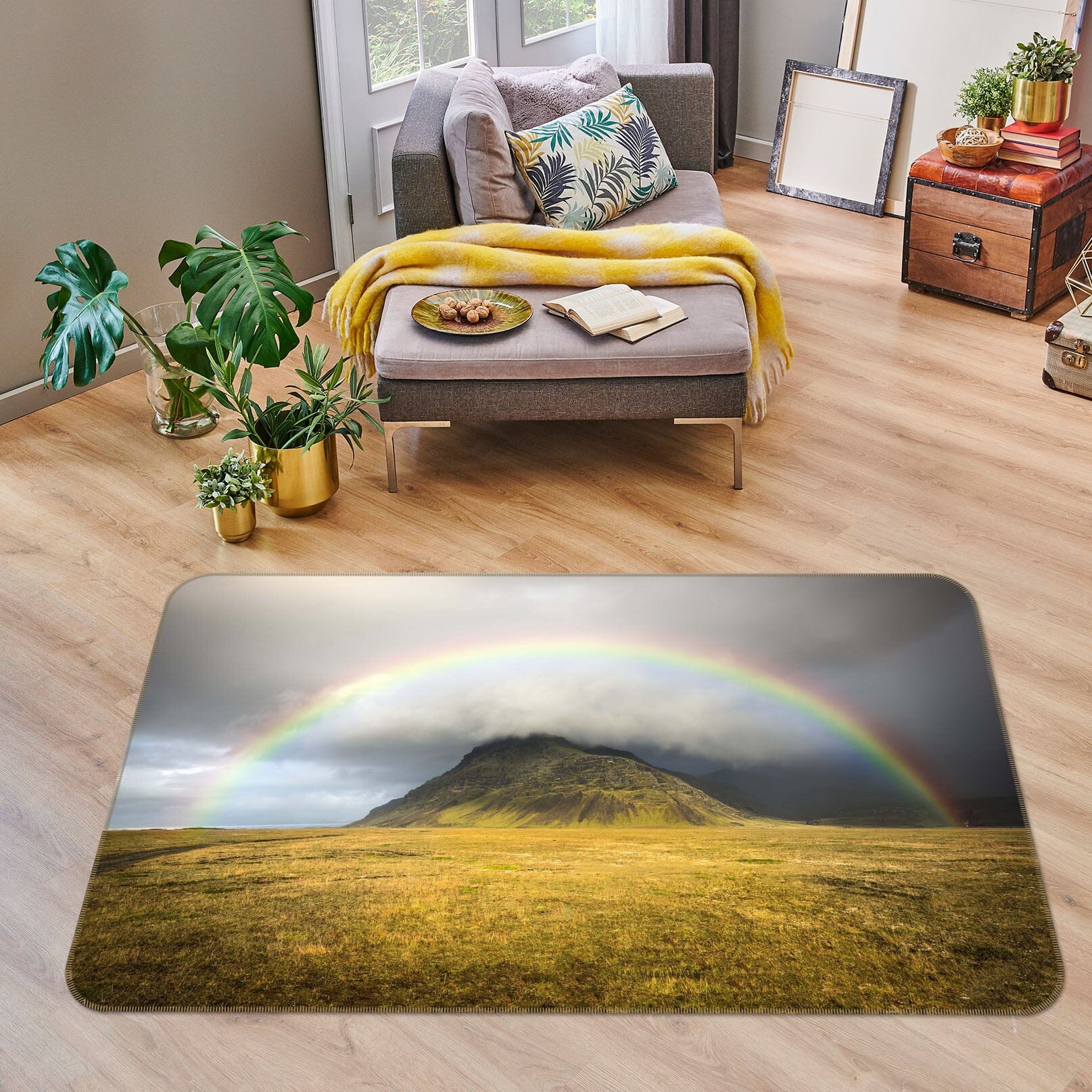 3D Prairie Rainbow 1105 Marco Carmassi Rug Non Slip Rug Mat Mat AJ Creativity Home 