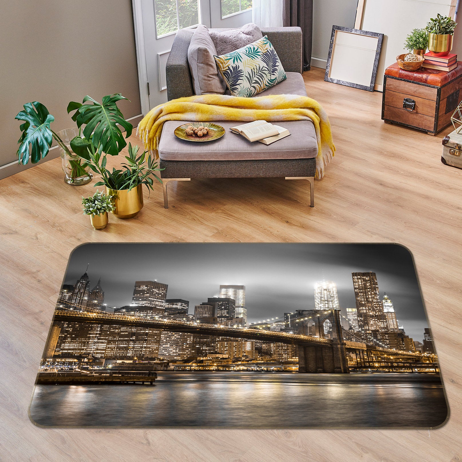 3D New York Bridge 83233 Assaf Frank Rug Non Slip Rug Mat