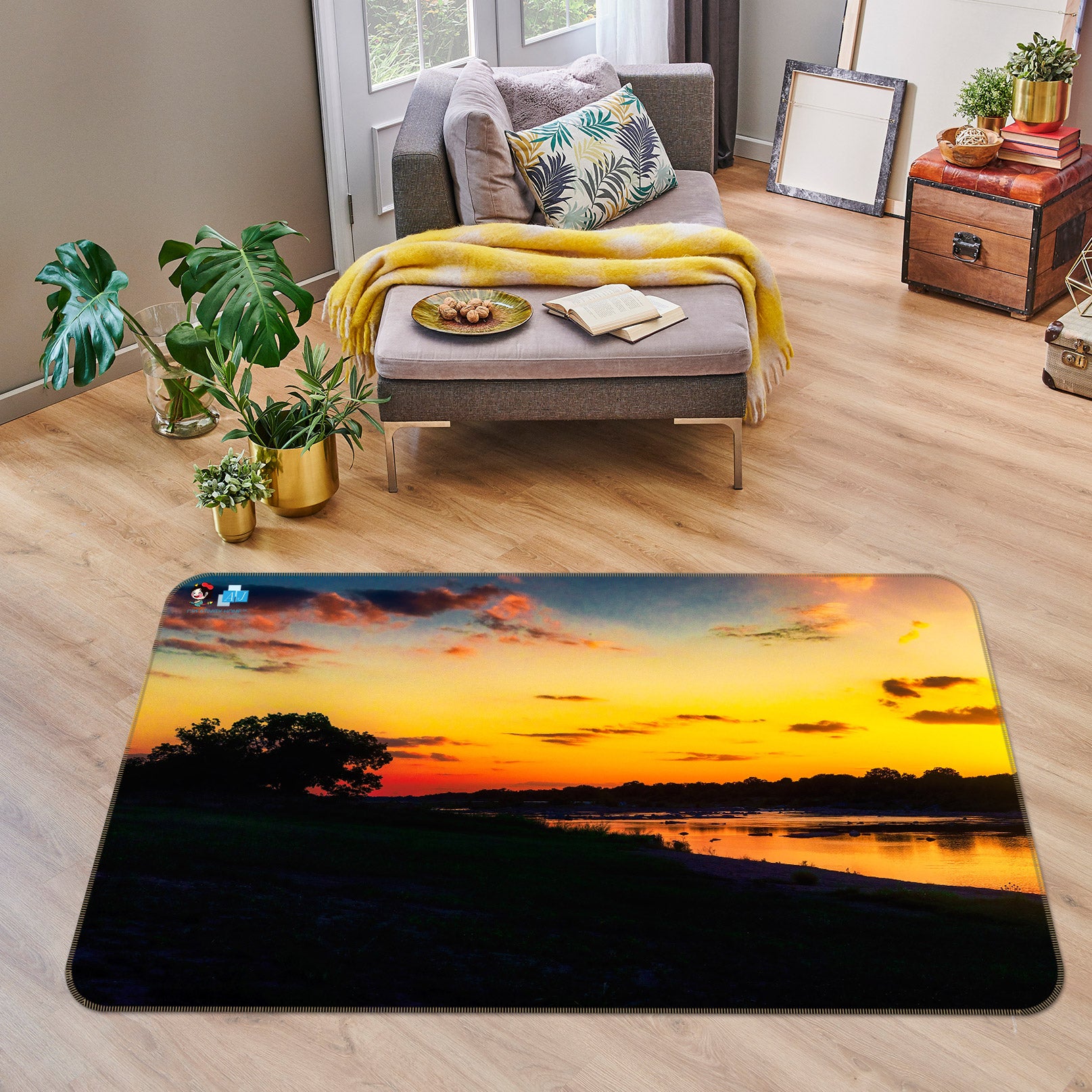 3D Sunset Cloud 5130 Beth Sheridan Rug Non Slip Rug Mat