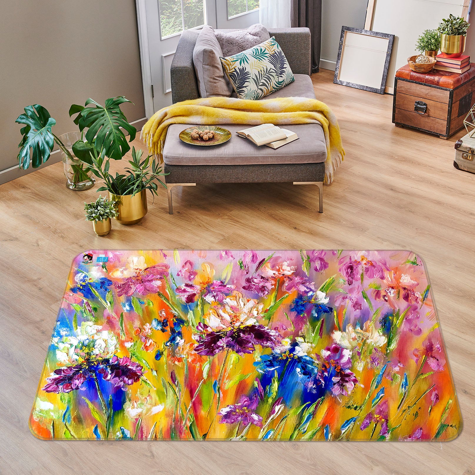 3D Watercolor Bouquet 1226 Skromova Marina Rug Non Slip Rug Mat