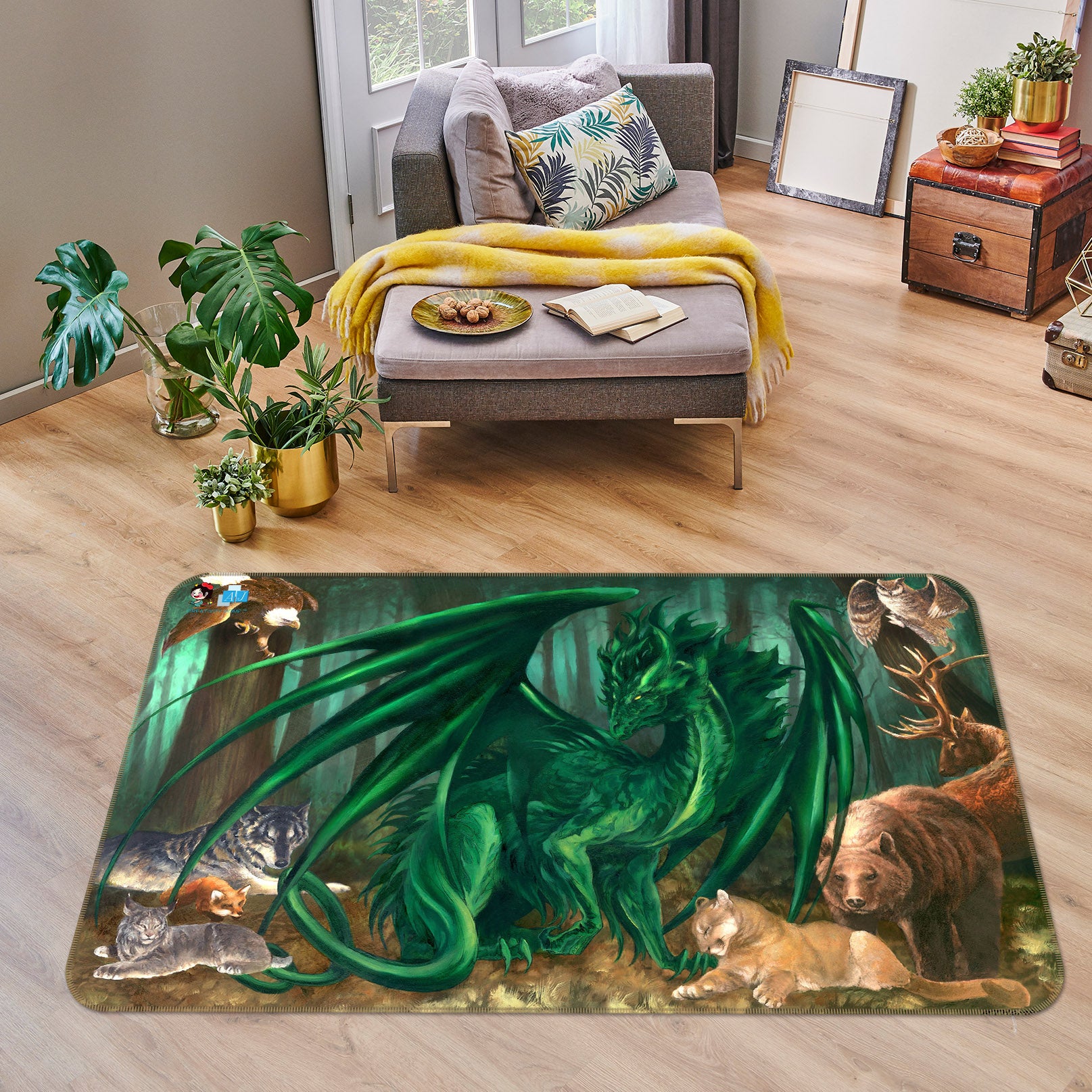 3D Animal Dragon 8208 Ruth Thompson Rug Non Slip Rug Mat