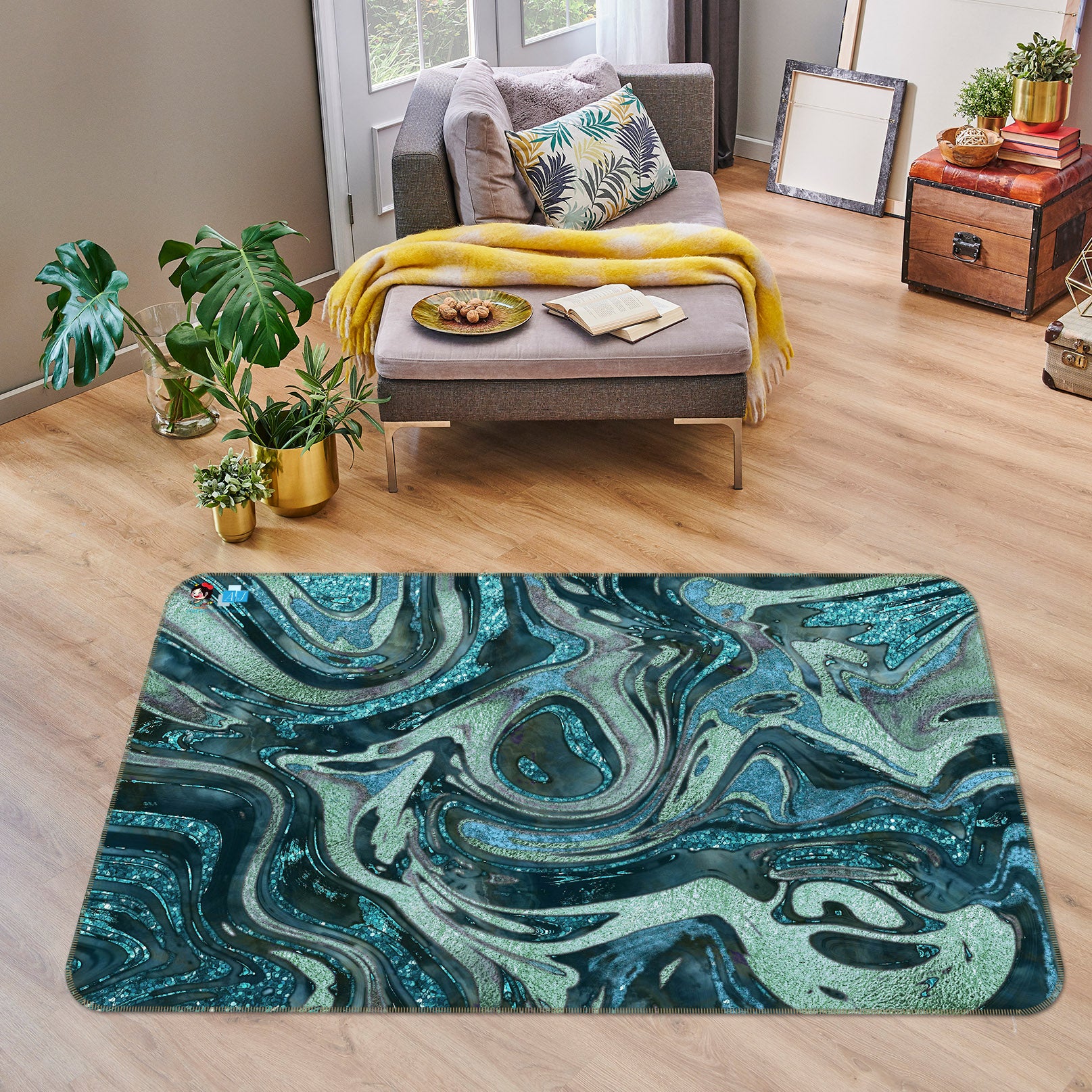 3D Green Texture 83013 Andrea haase Rug Non Slip Rug Mat