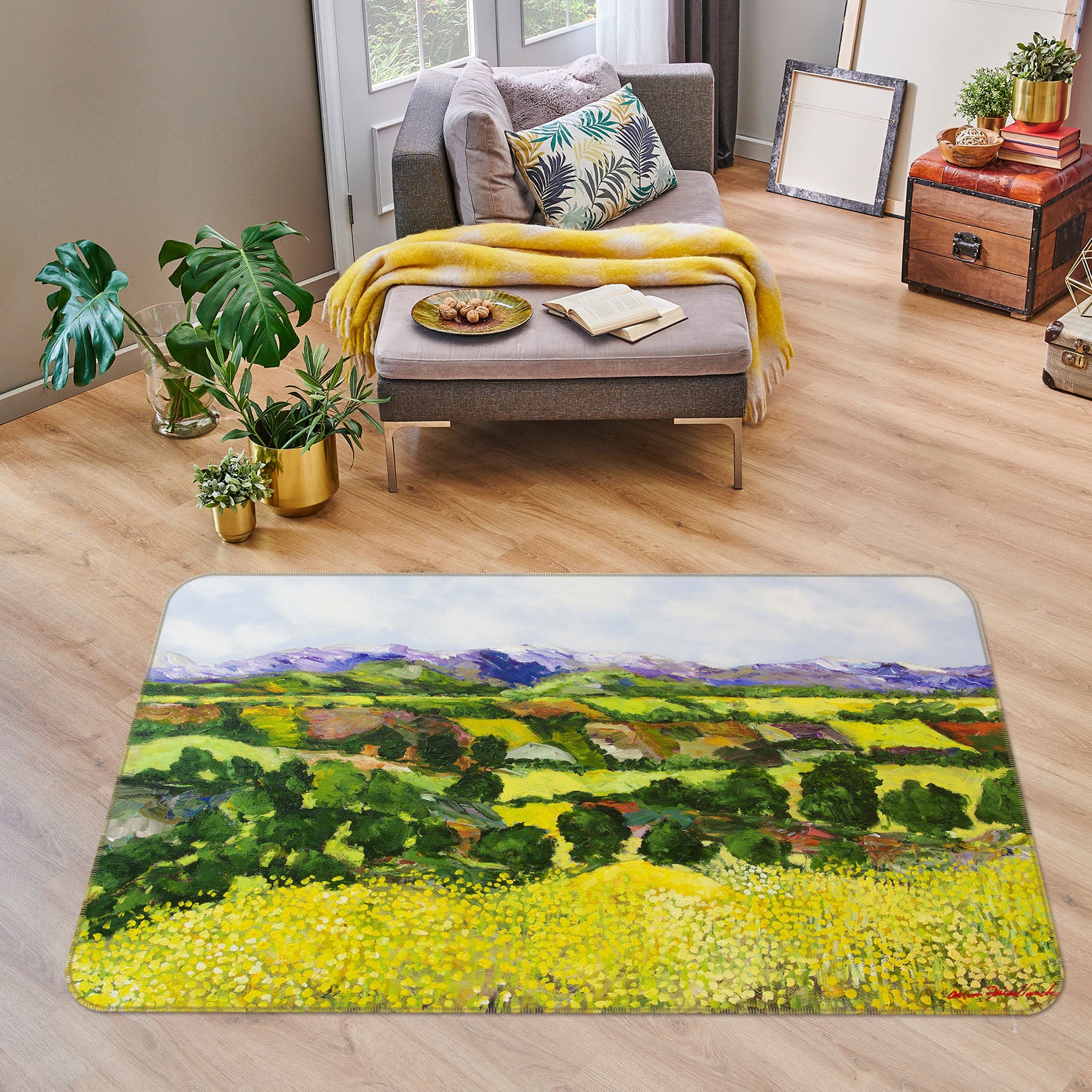 3D Yellow Weeds 1073 Allan P. Friedlander Rug Non Slip Rug Mat