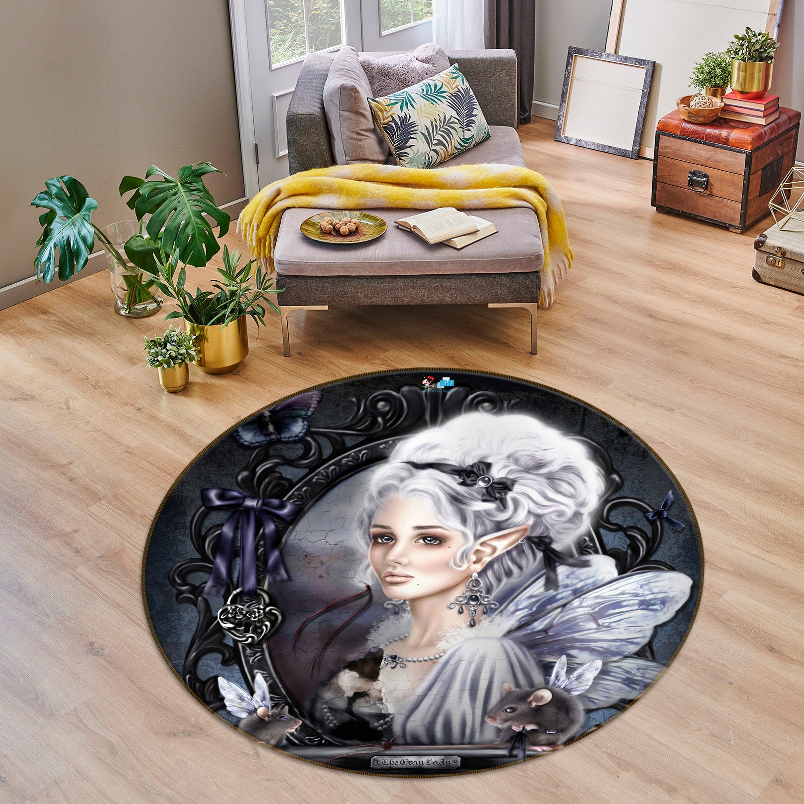 3D Butterfly Elf 8903 Brigid Ashwood Rug Round Non Slip Rug Mat