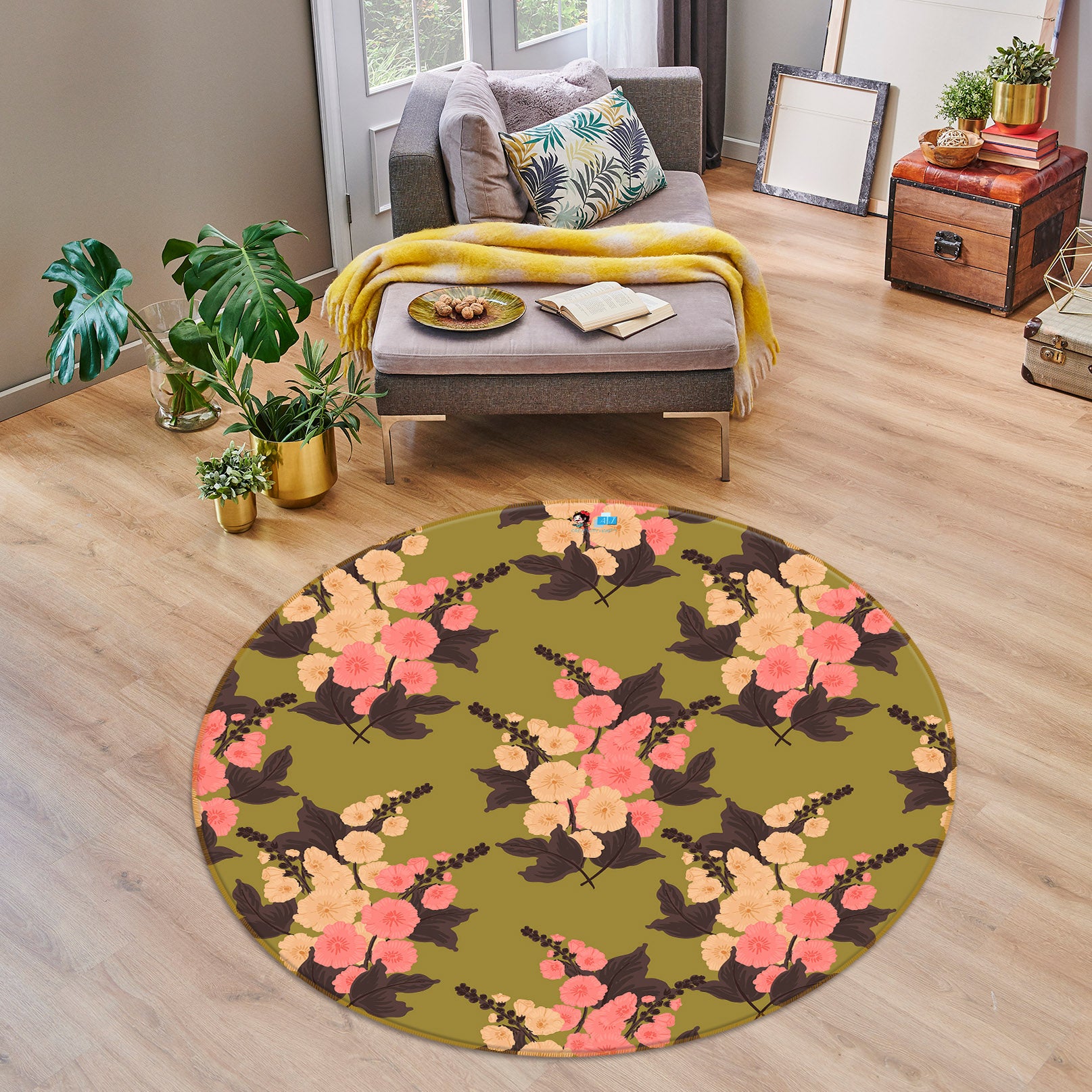 3D Pink Flower Bouquet 10530 Kashmira Jayaprakash Rug Round Non Slip Rug Mat