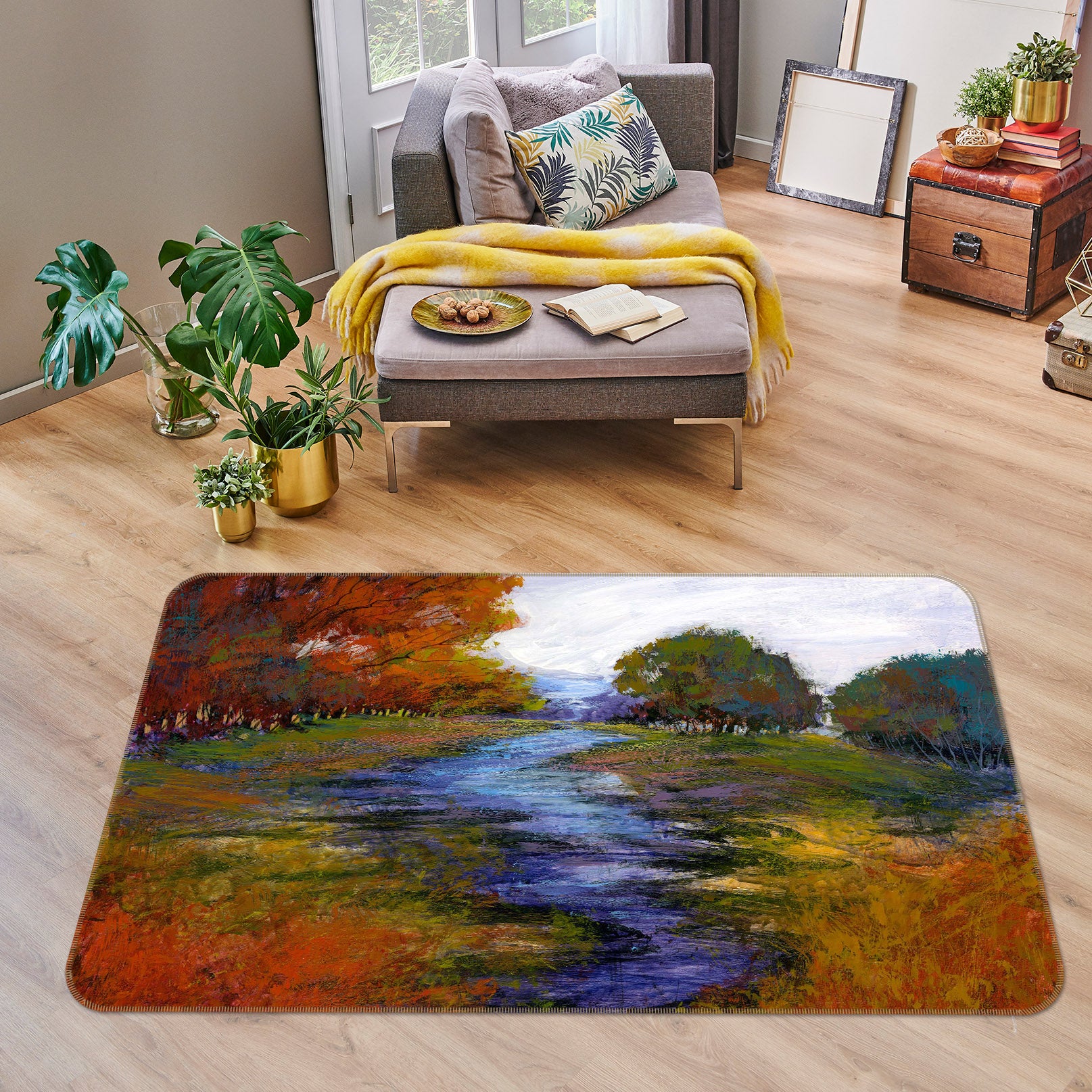 3D Forest River 1046 Michael Tienhaara Rug Non Slip Rug Mat