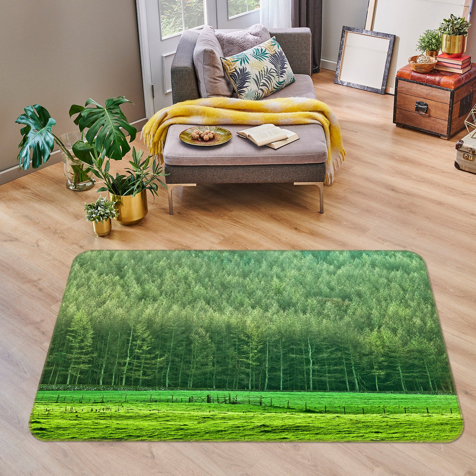 3D Grassland Forest 83215 Assaf Frank Rug Non Slip Rug Mat