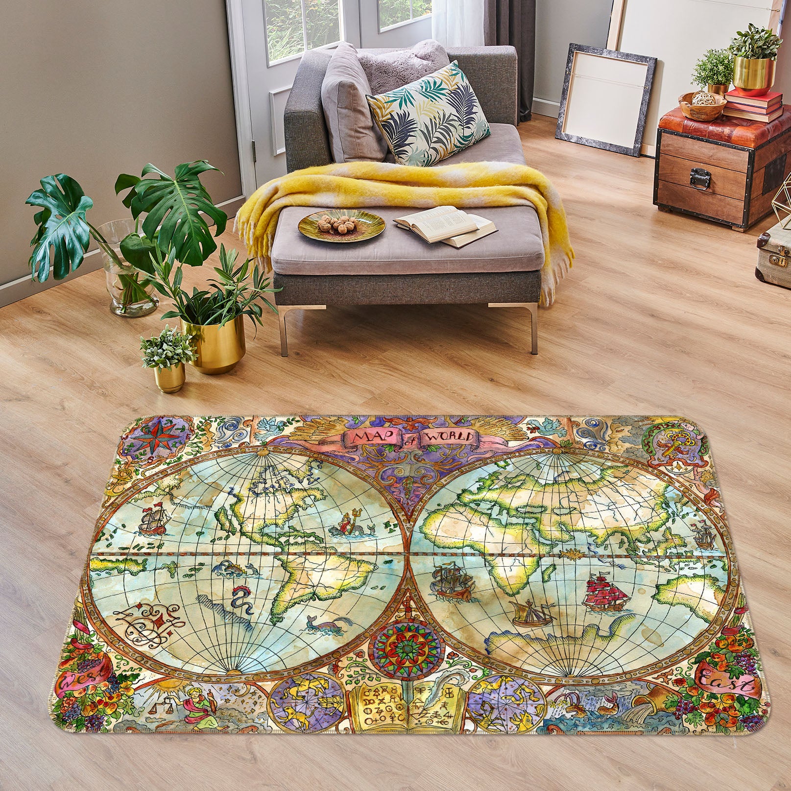 3D Valley River 260 World Map Non Slip Rug Mat