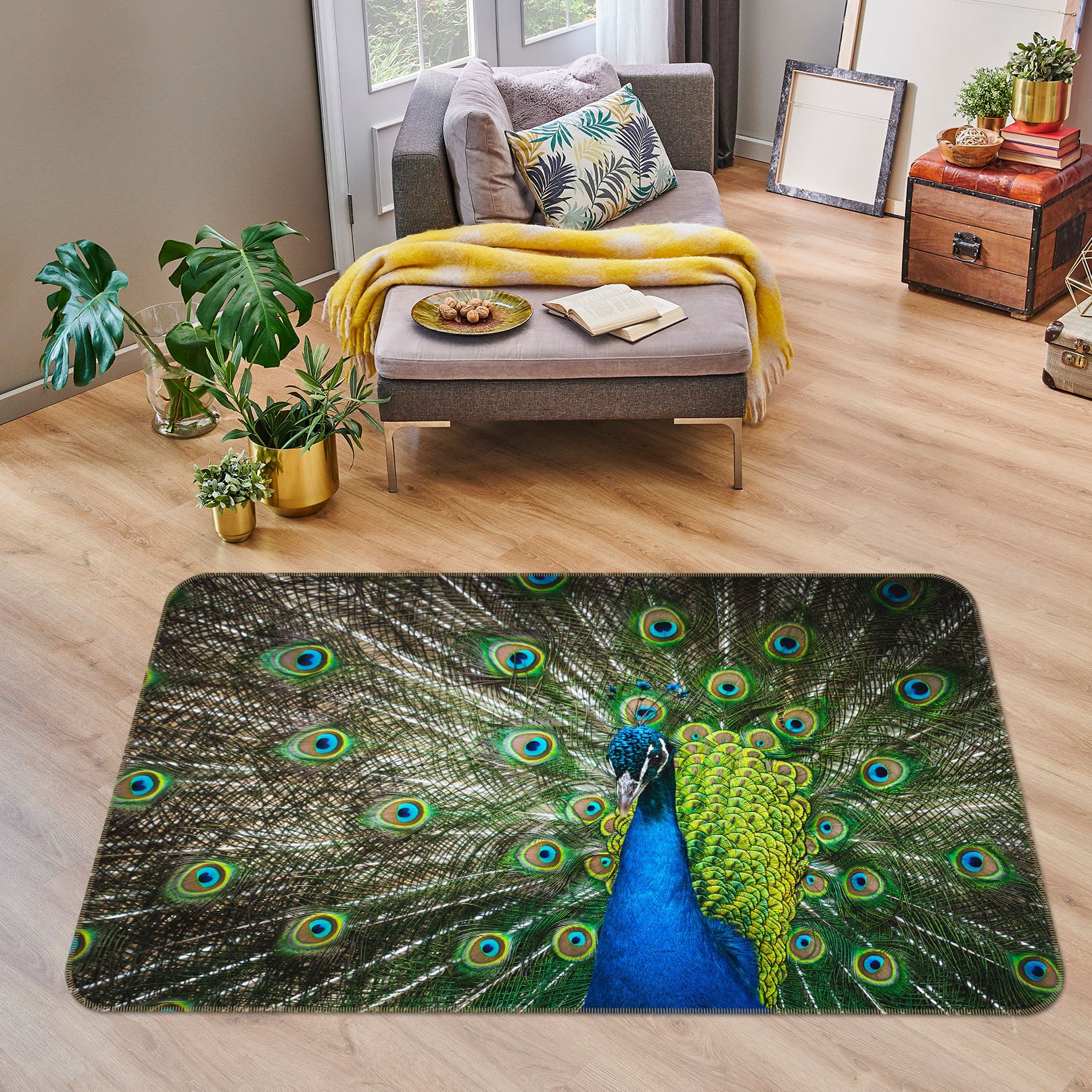 3D Peacock 68208 Animal Non Slip Rug Mat