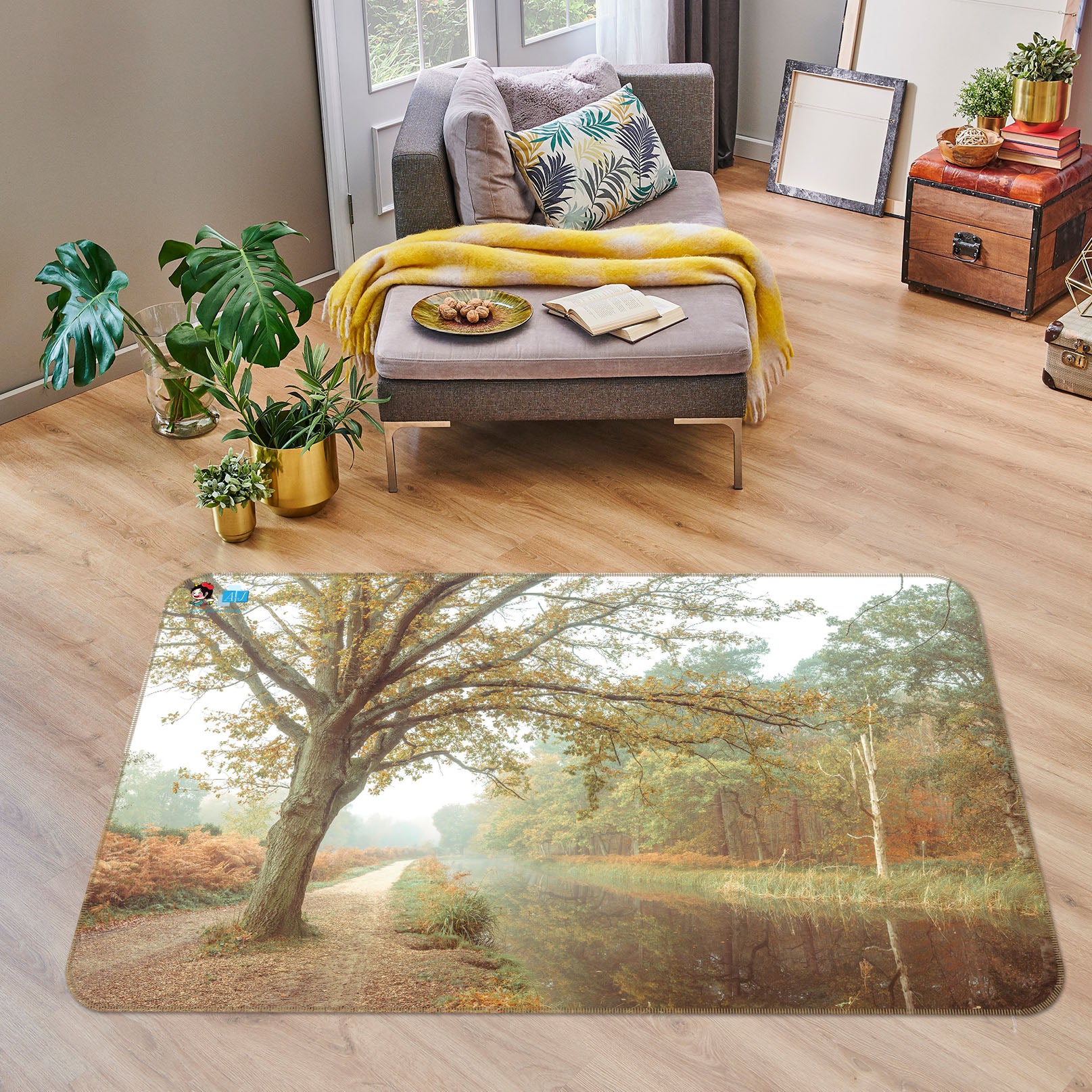 3D Trees Lawn 6744 Assaf Frank Rug Non Slip Rug Mat