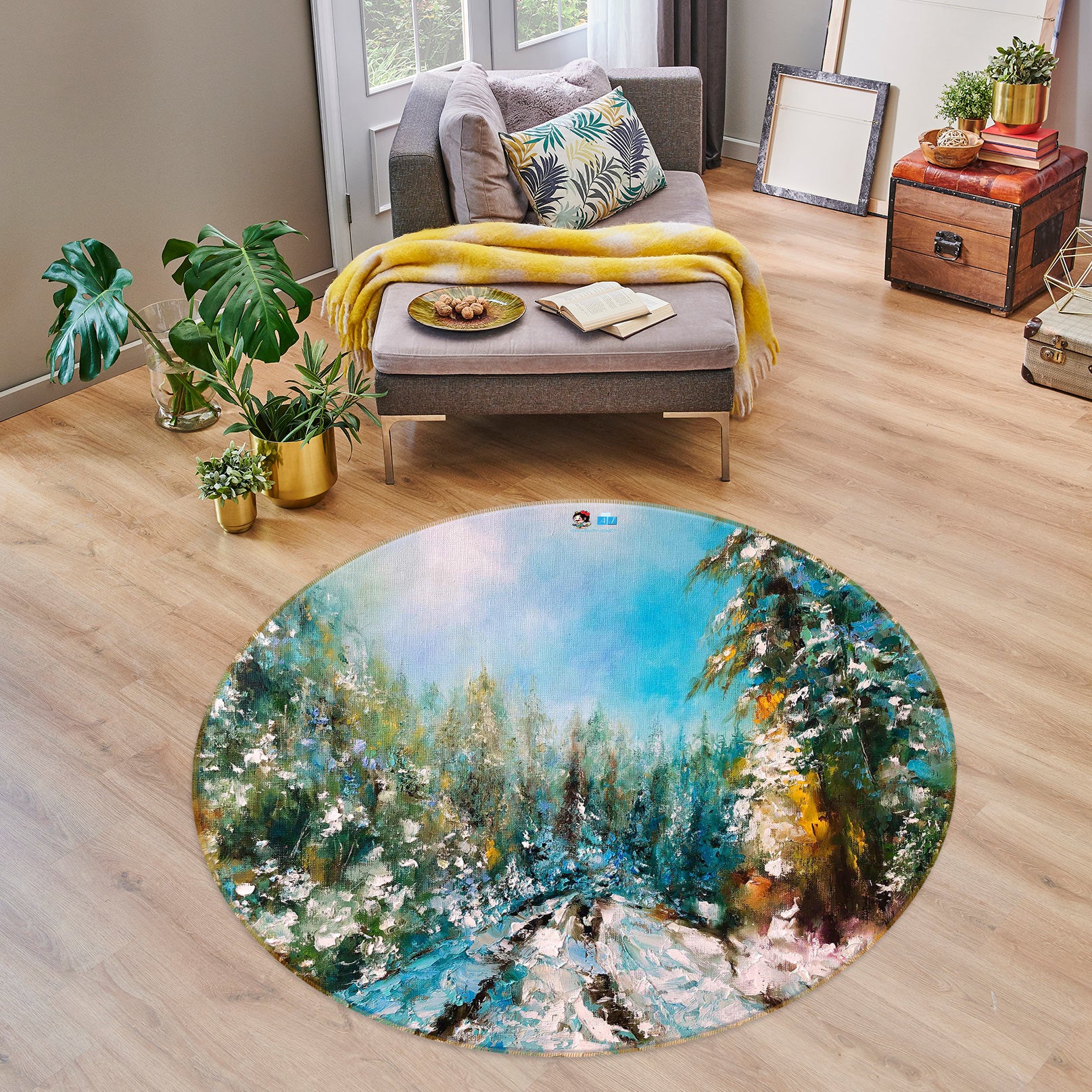 3D Painted Forest 736 Skromova Marina Rug Round Non Slip Rug Mat