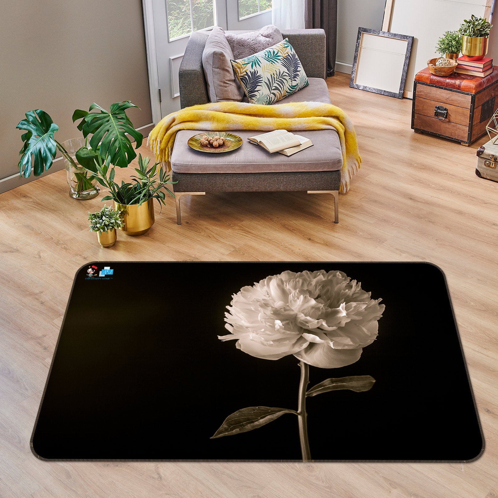 3D Elegant Flower 6821 Assaf Frank Rug Non Slip Rug Mat