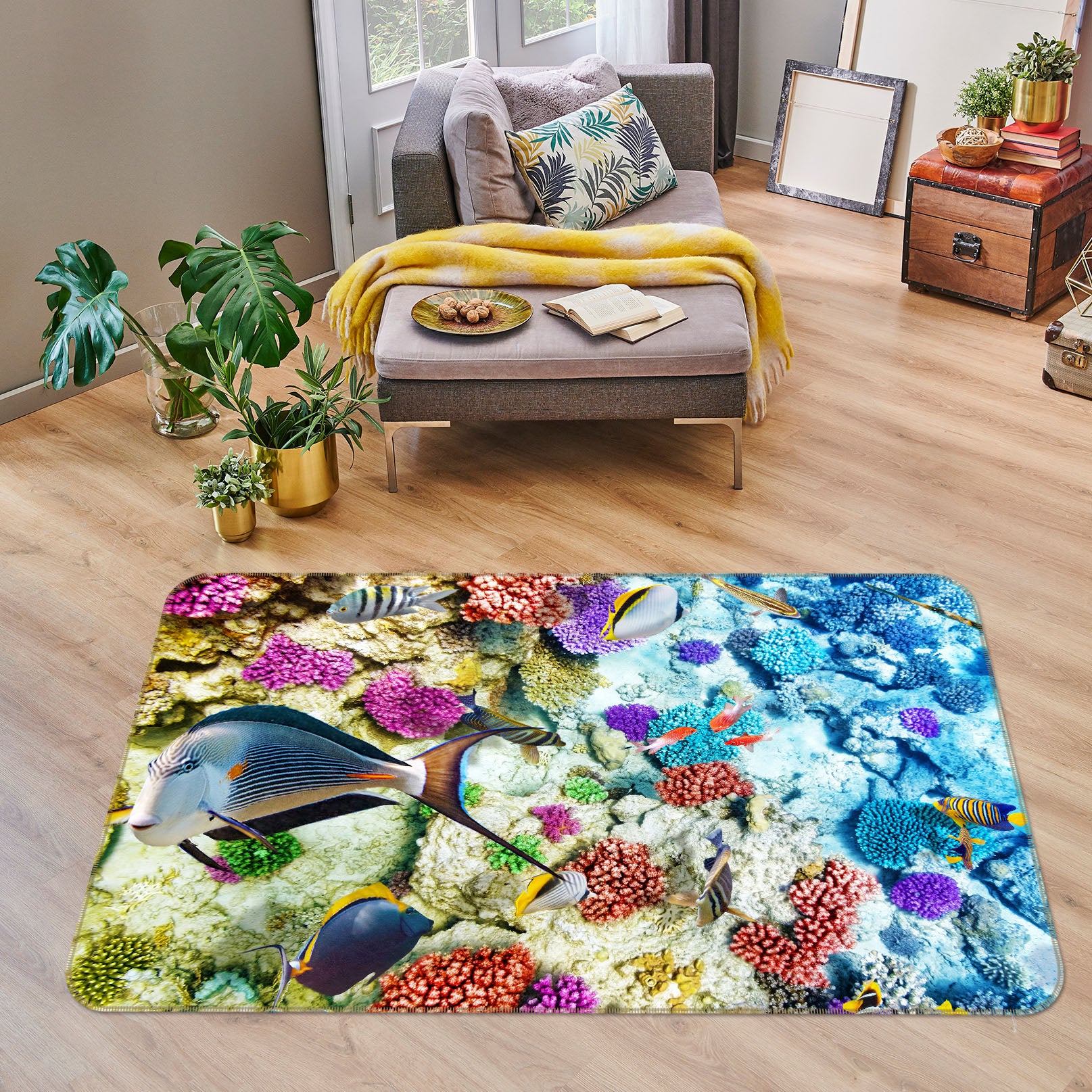 3D Seabed Coral Fish 68139 Animal Non Slip Rug Mat