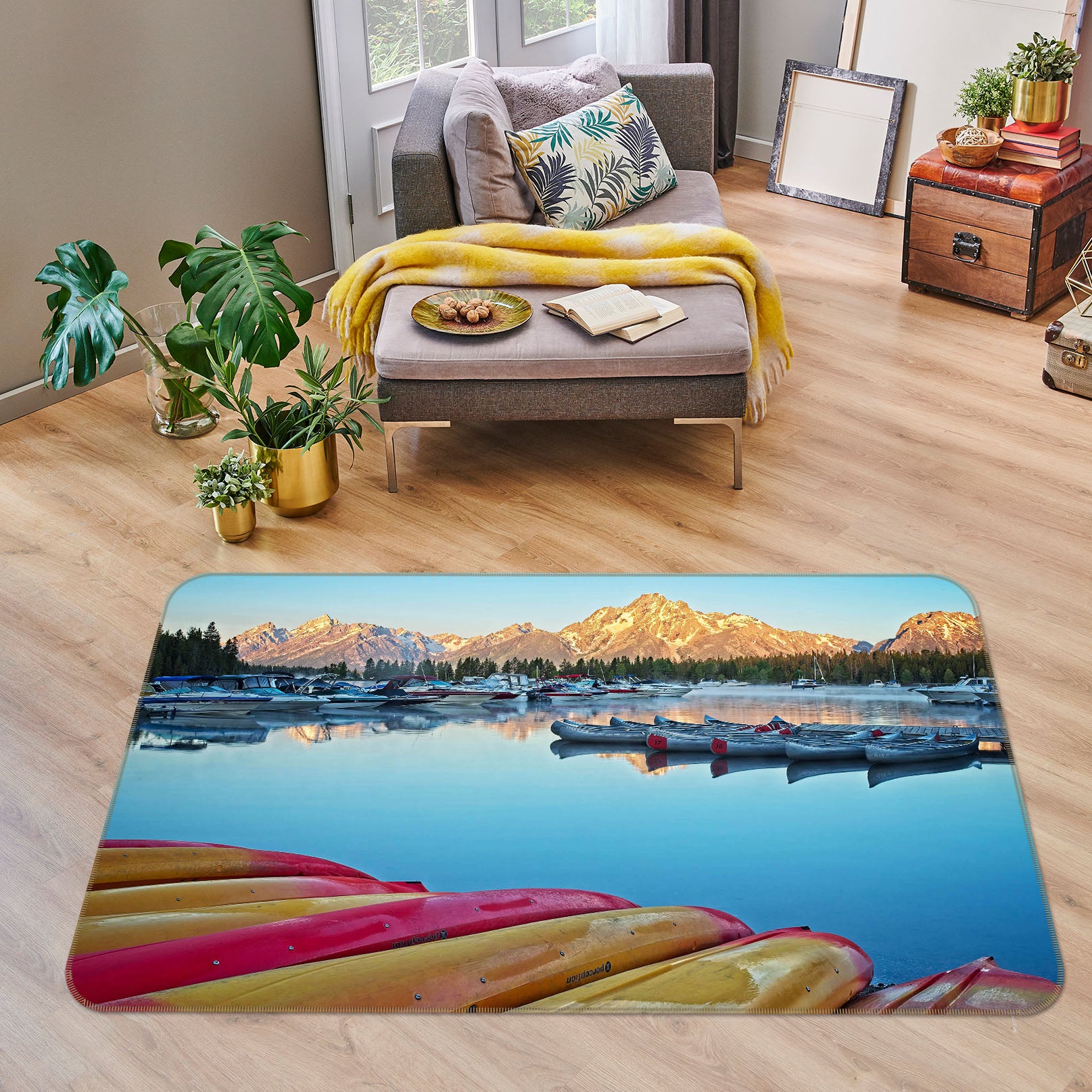 3D Sunrise On Colter Bay 84079 Kathy Barefield Rug Non Slip Rug Mat